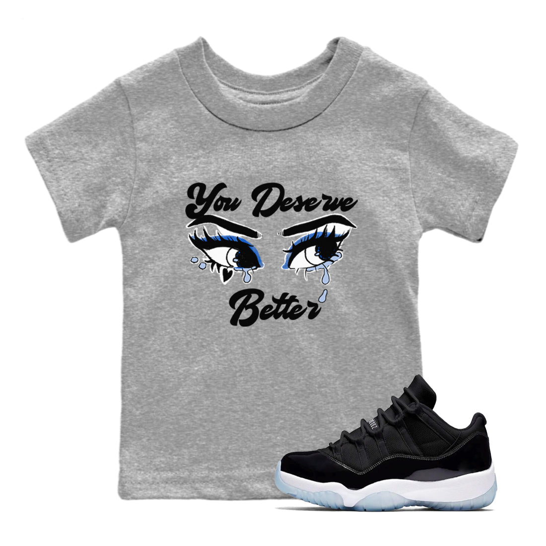 You Deserve Better snkmatch Tees Kids - Air Jordan 11 Black and Varsity Royal