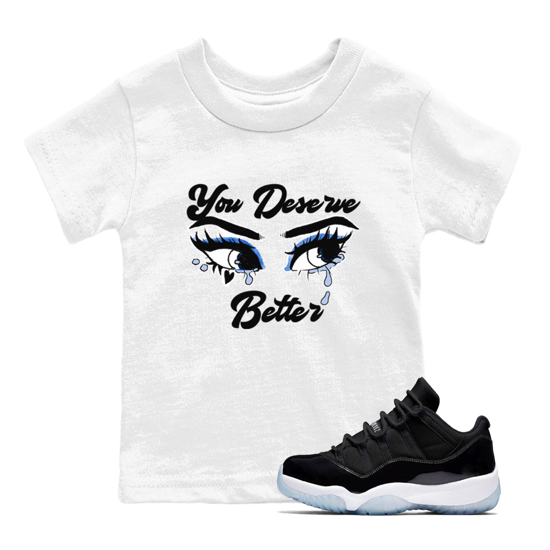 You Deserve Better snkmatch Tees Kids - Air Jordan 11 Black and Varsity Royal