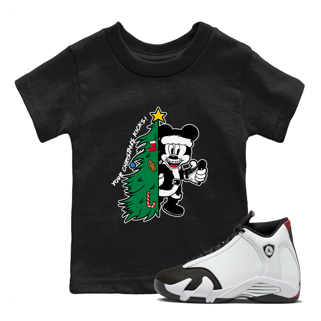 Your Christmas Kicks snkmatch Tees Kids - Air Jordan 14 Black Toe