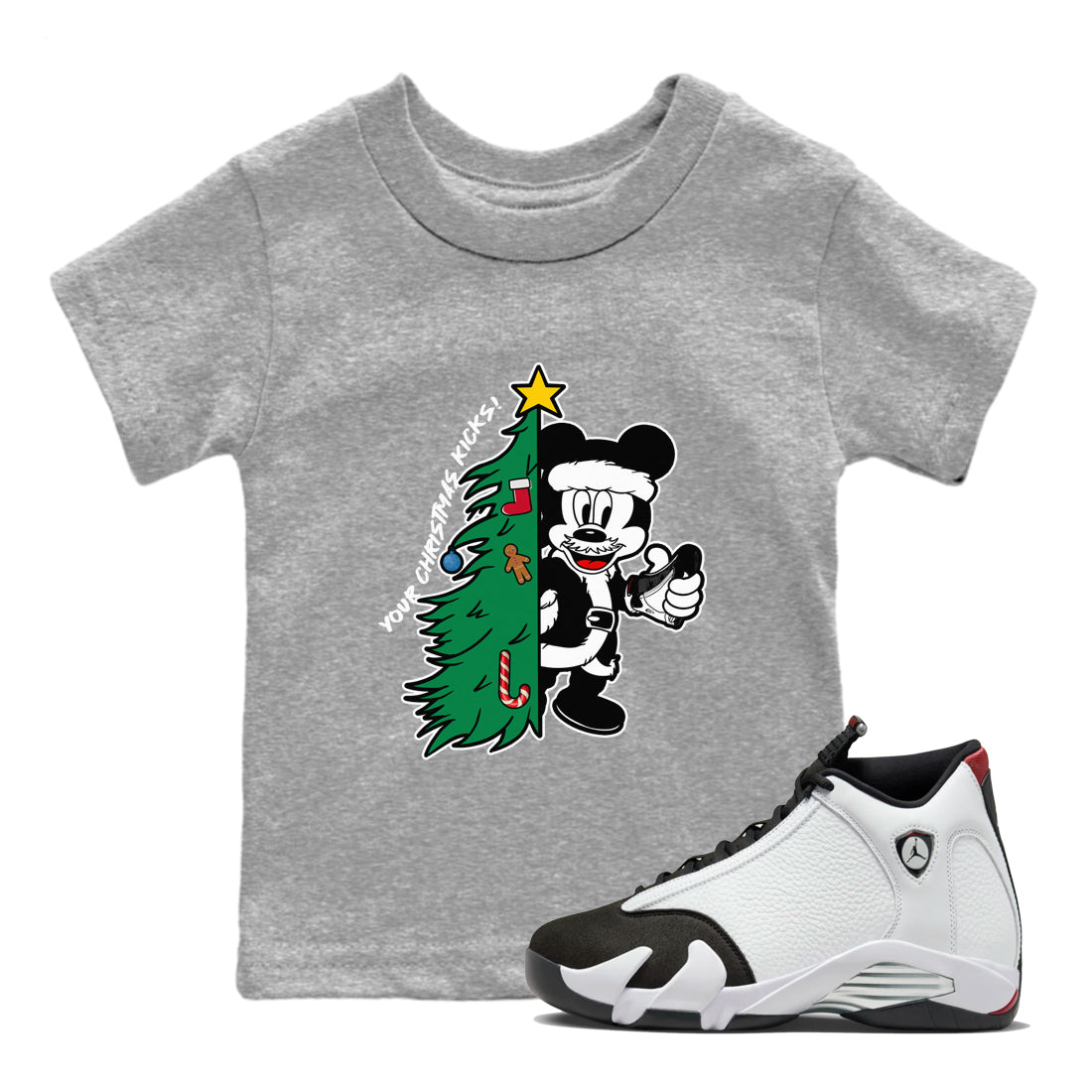 Your Christmas Kicks snkmatch Tees Kids - Air Jordan 14 Black Toe