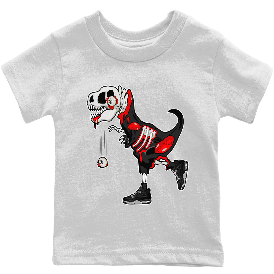 Zombie Dino Kids Tops - Air Jordan 4 Black Canvas
