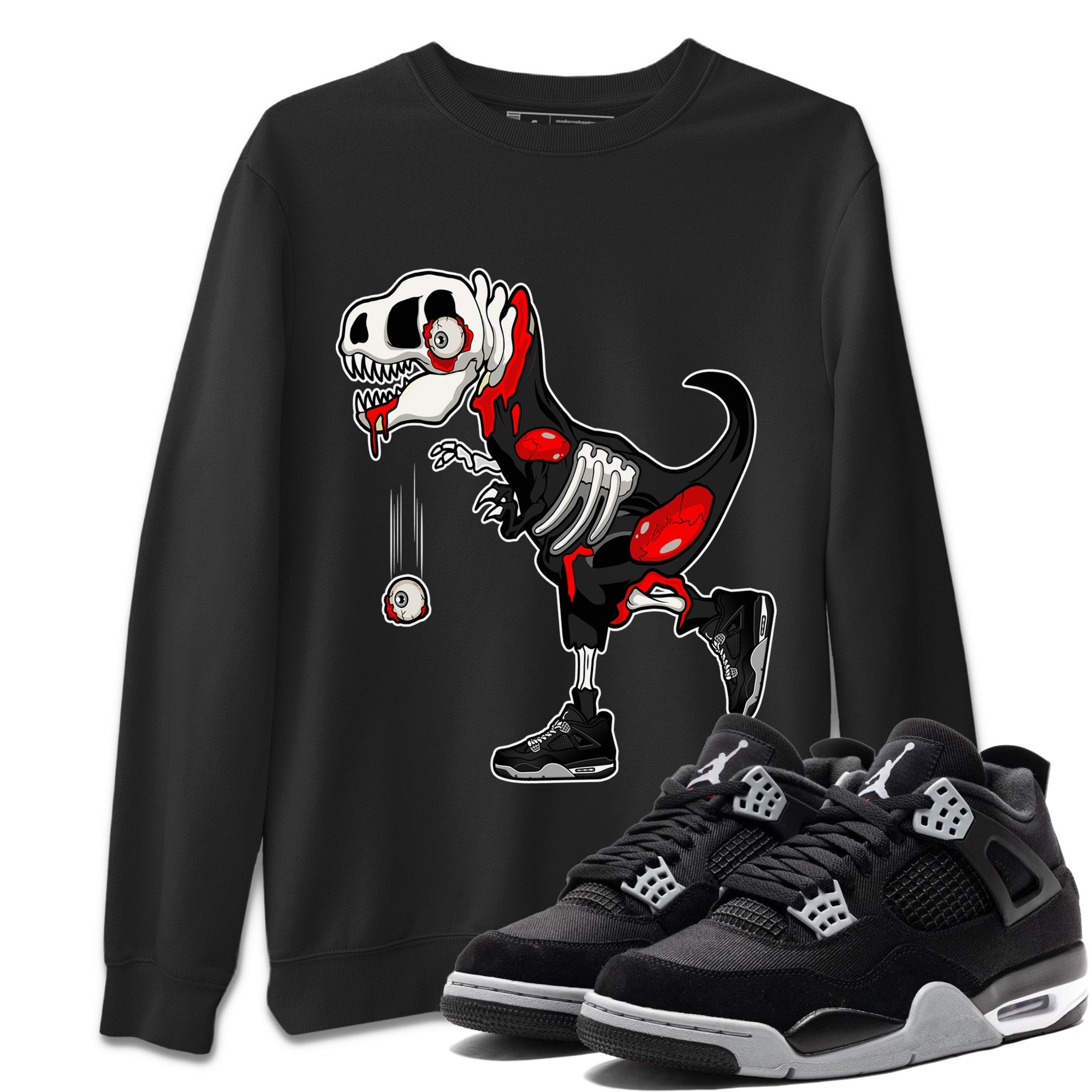Zombie Dino Unisex Tops - Air Jordan 4 Black Canvas