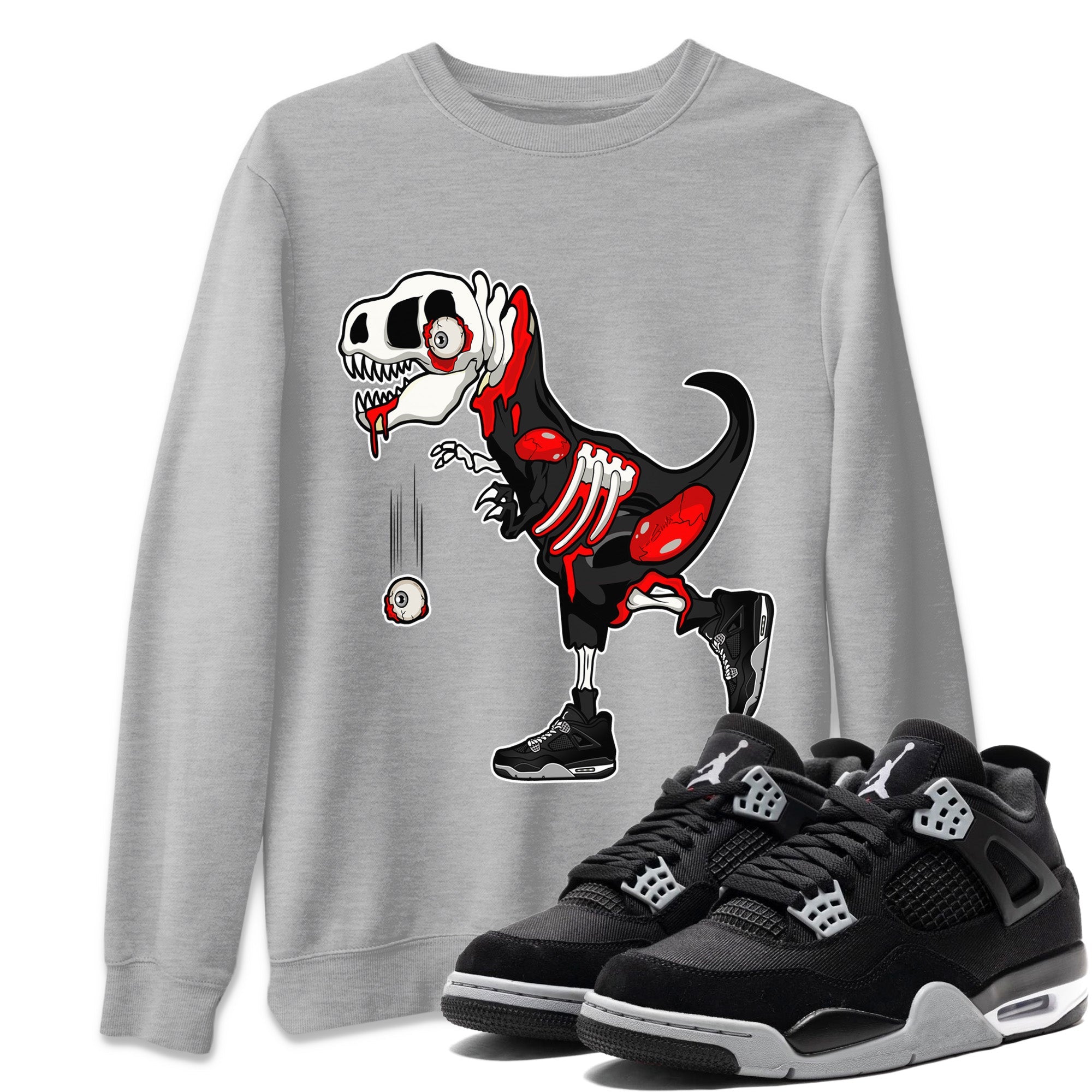 Zombie Dino Unisex Tops - Air Jordan 4 Black Canvas