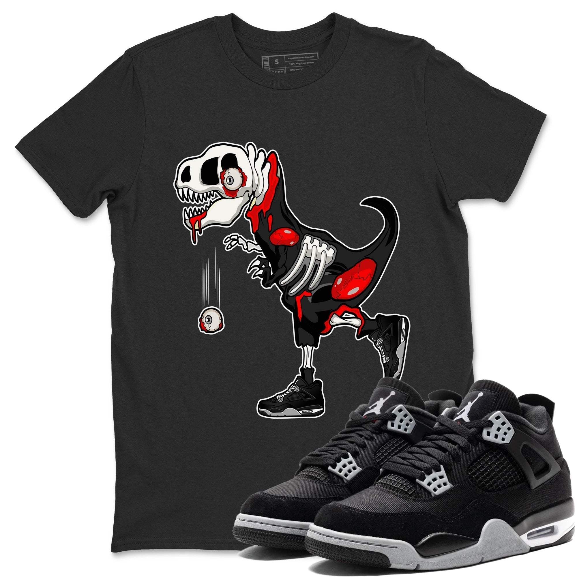 Zombie Dino Unisex Tops - Air Jordan 4 Black Canvas
