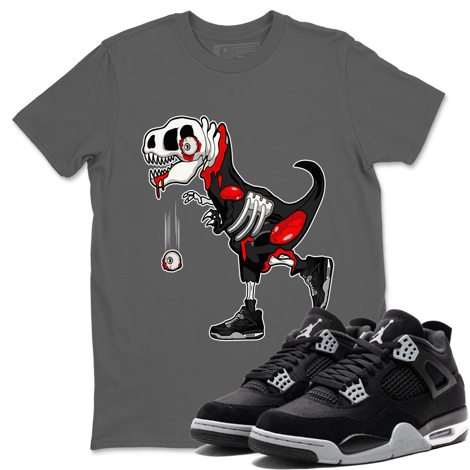 Zombie Dino Unisex Tops - Air Jordan 4 Black Canvas