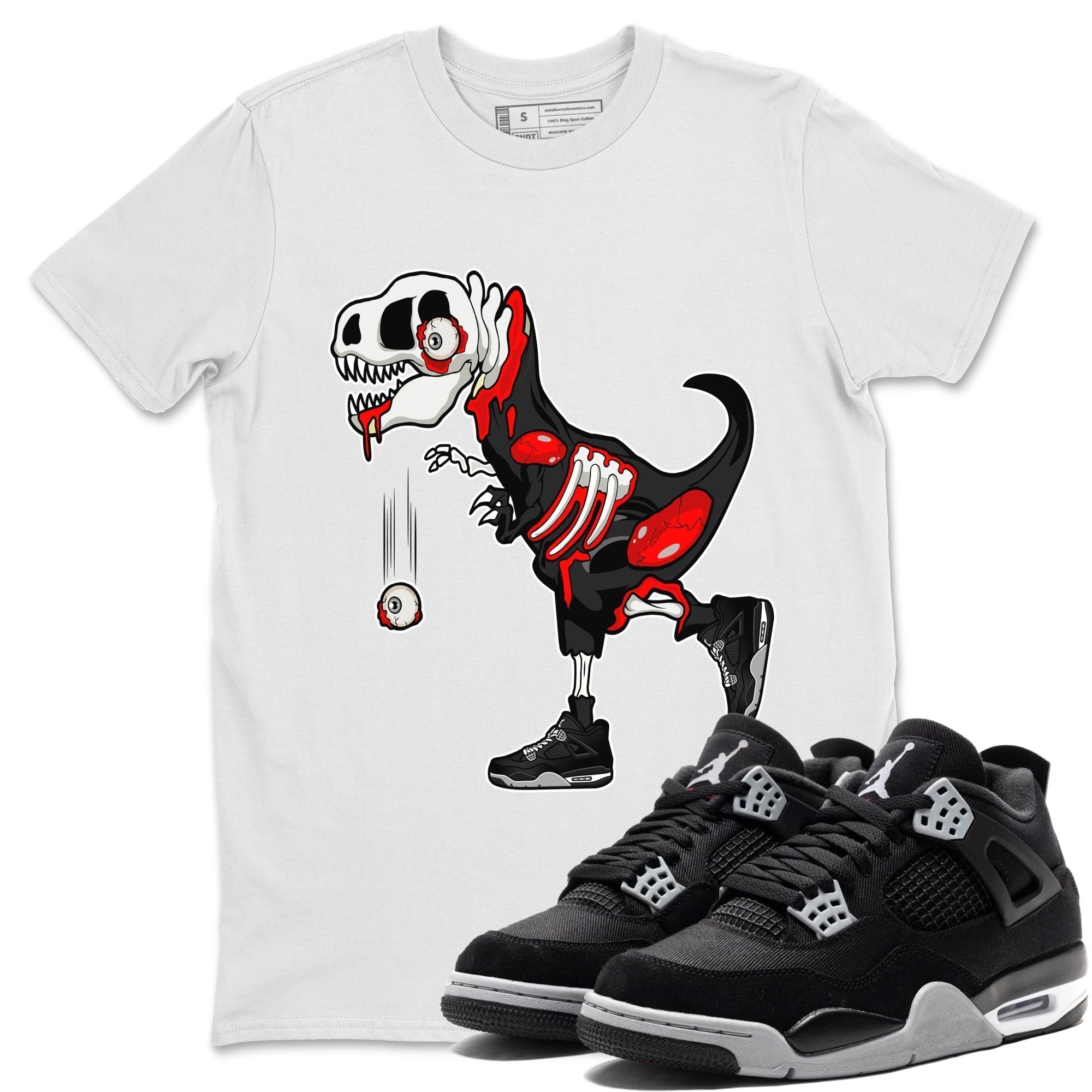 Zombie Dino Unisex Tops - Air Jordan 4 Black Canvas