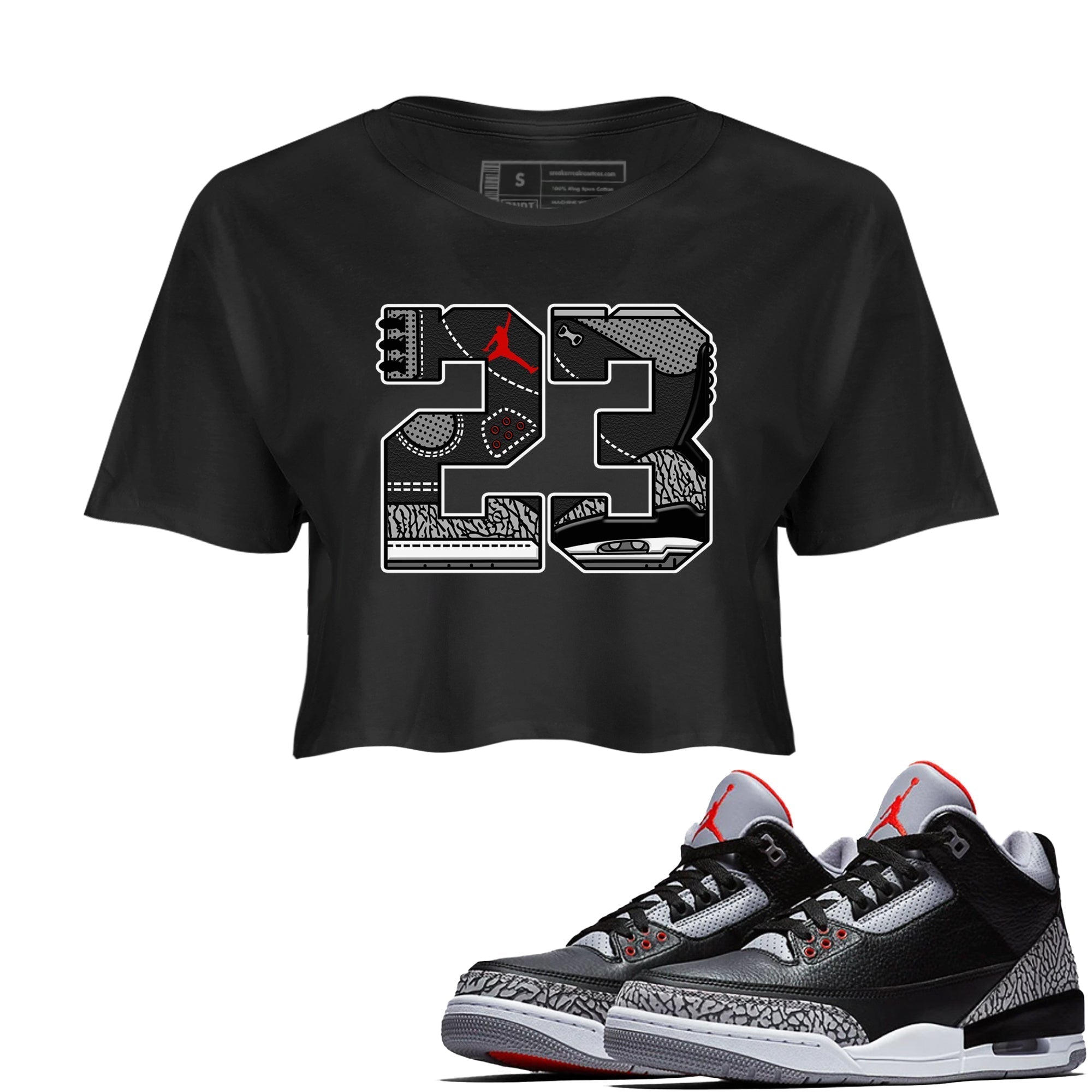 23 snkmatch Women's Top - Air Jordan 3 Black Cement