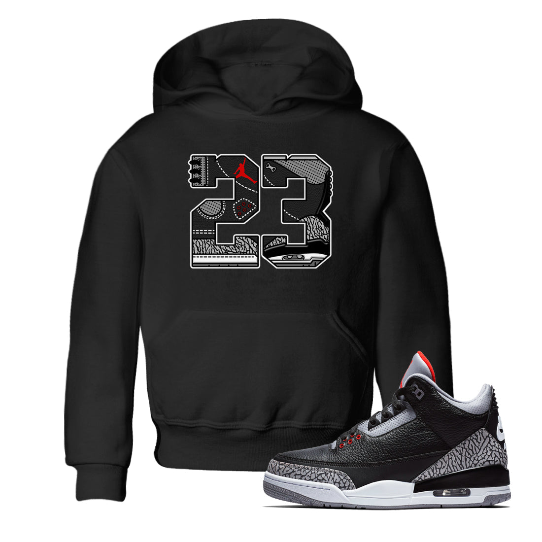 23 snkmatch Tees Kids - Air Jordan 3 Black Cement
