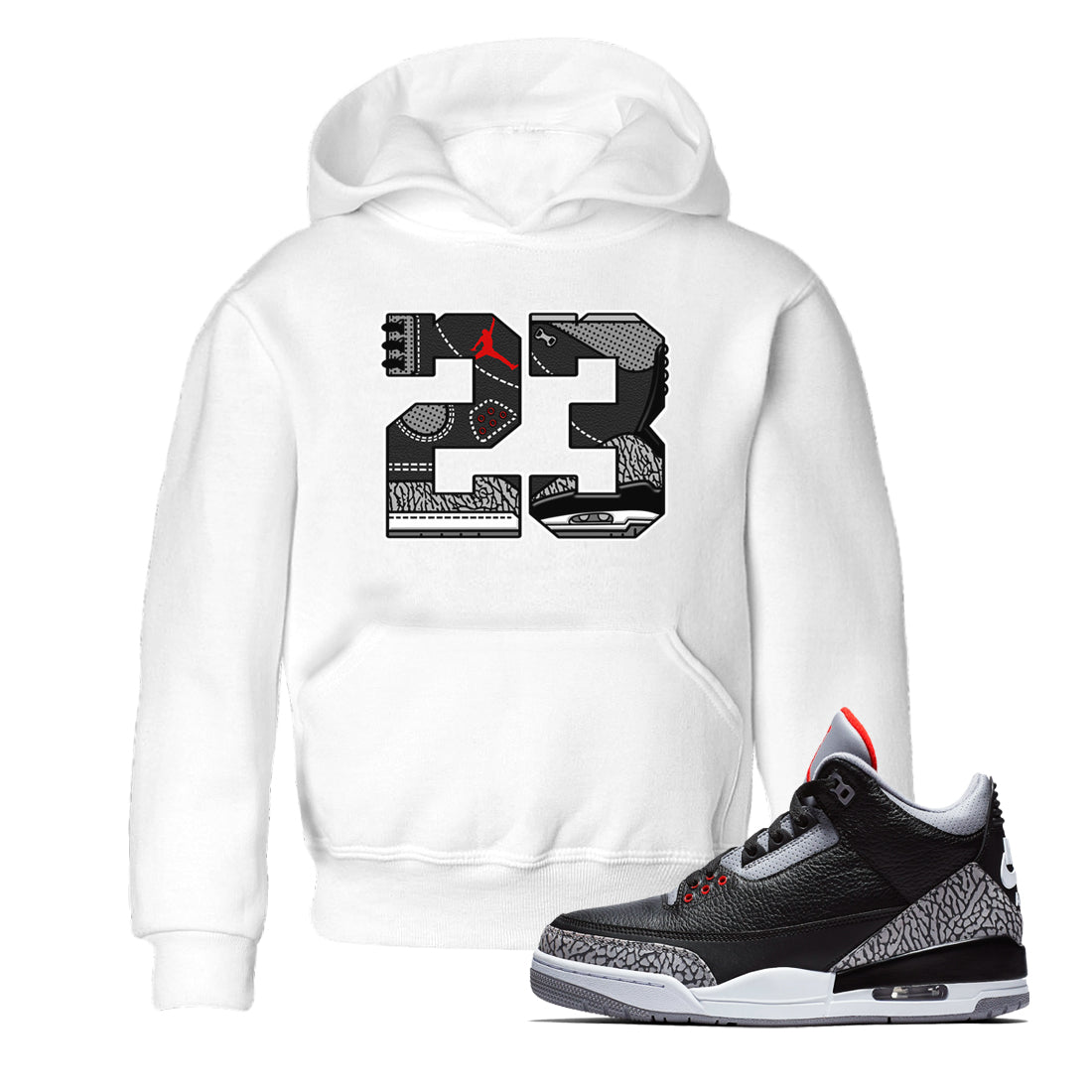 23 snkmatch Tees Kids - Air Jordan 3 Black Cement