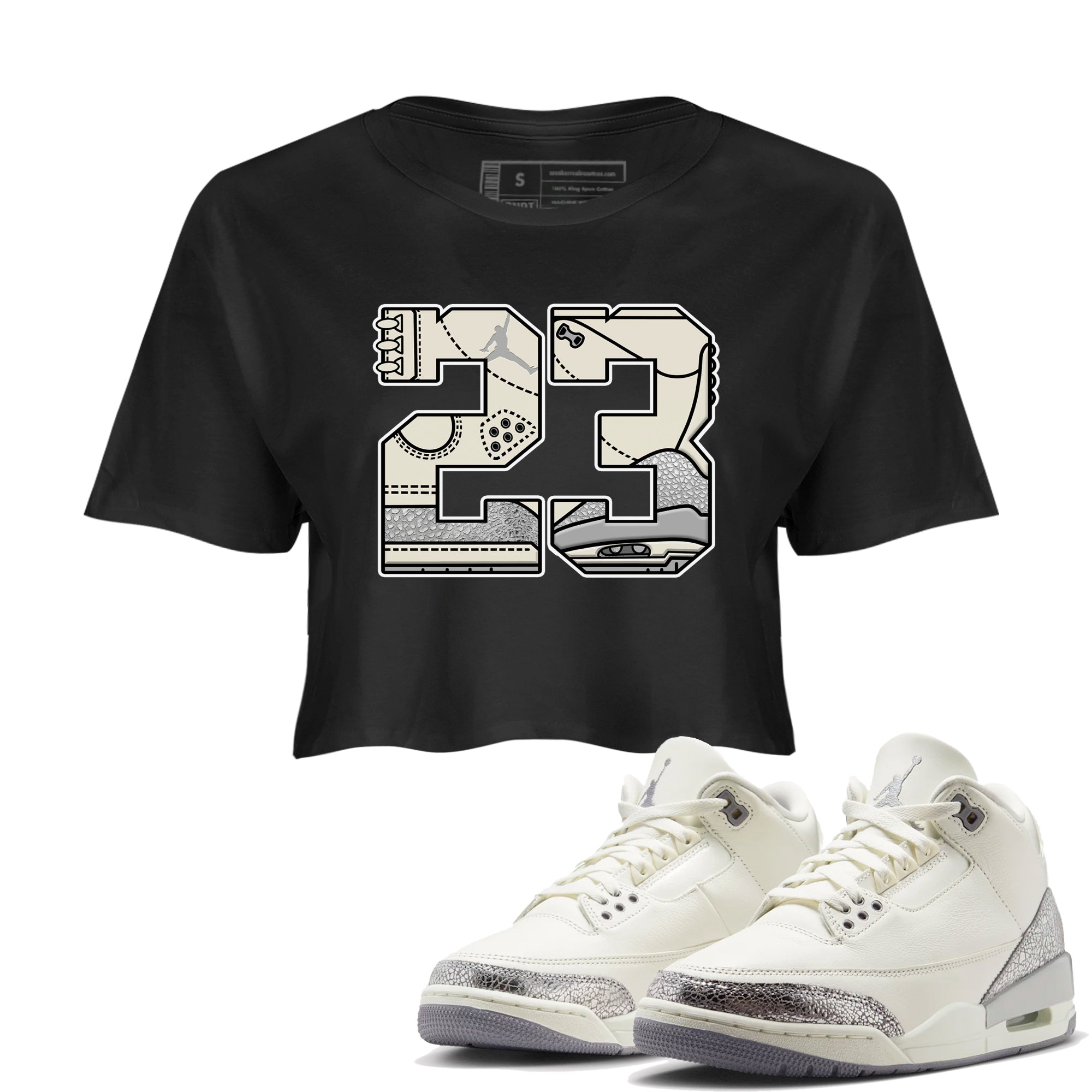 23 snkmatch Women's Top - Air Jordan 3 Sail and Cement Grey