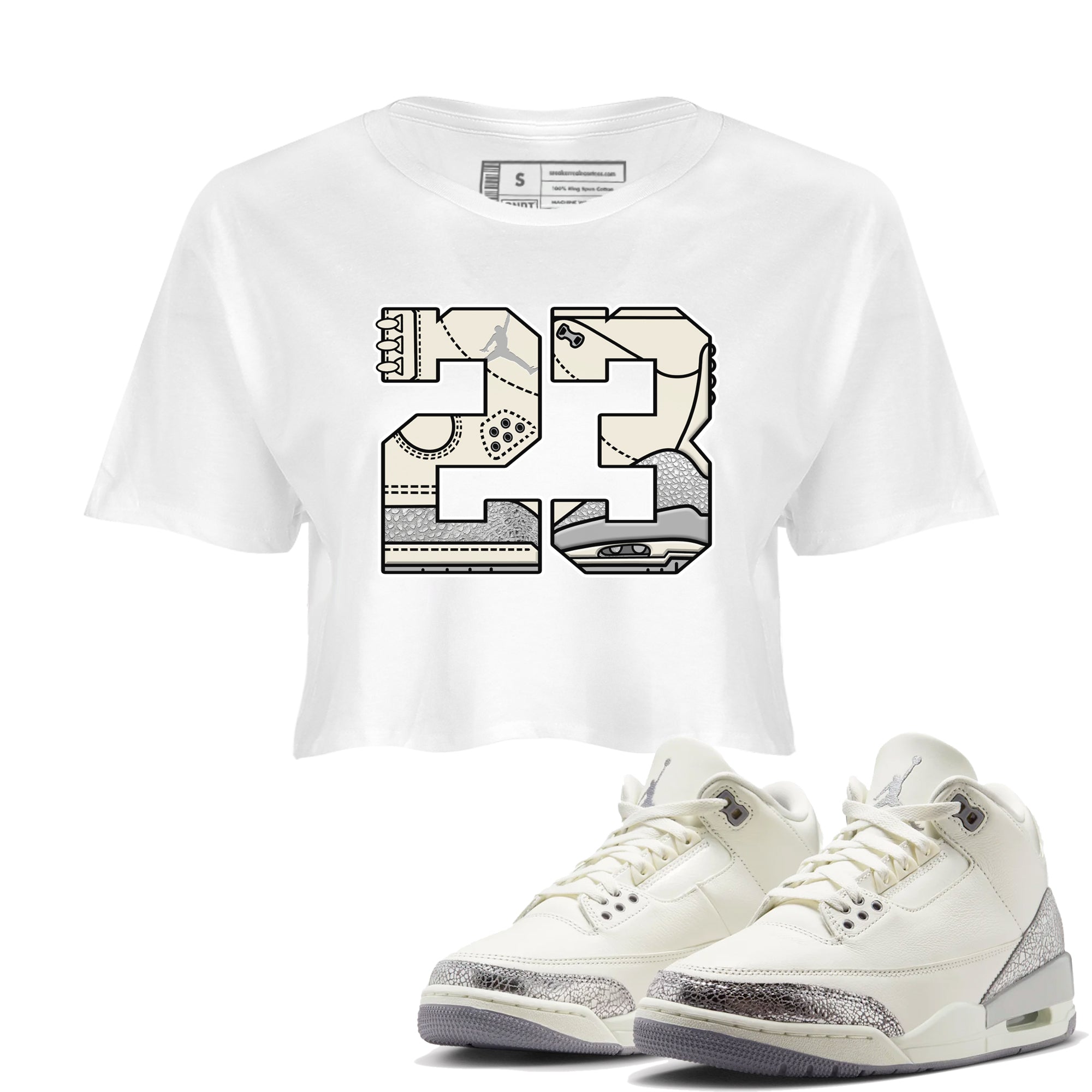 23 snkmatch Women's Top - Air Jordan 3 Sail and Cement Grey