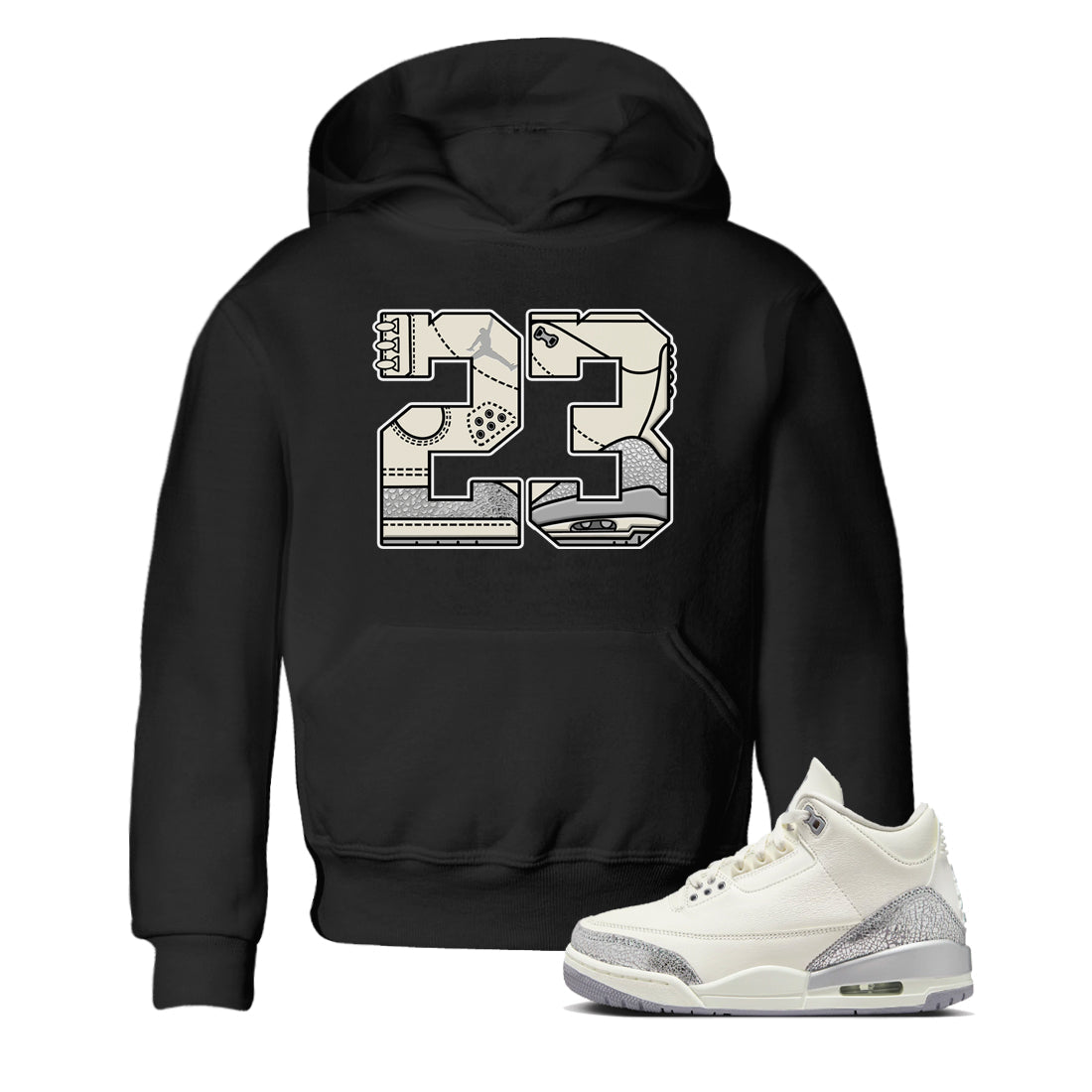 23 snkmatch Tees Kids - Air Jordan 3 Sail and Cement Grey