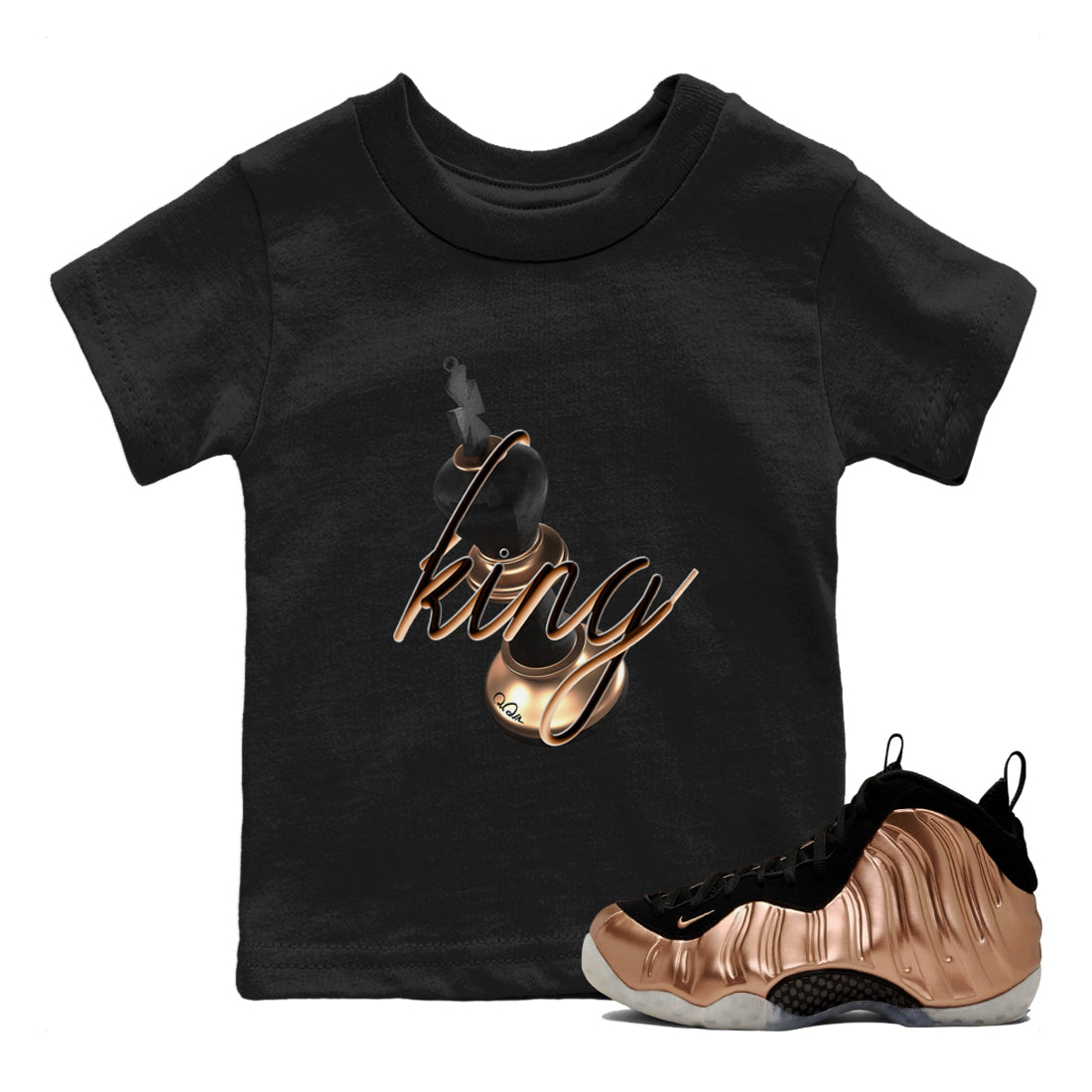 3D King snkmatch Tees Kids - Air Foamposite One Metallic Copper