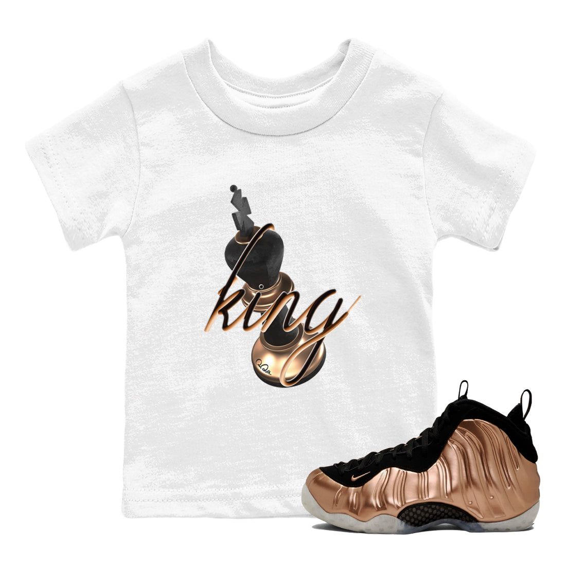 3D King snkmatch Tees Kids - Air Foamposite One Metallic Copper