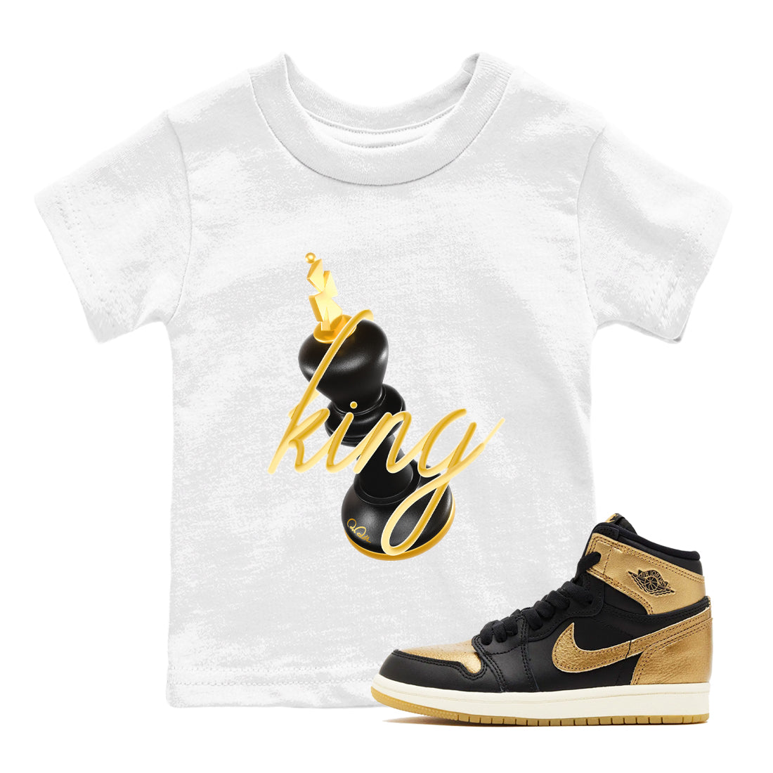 3D King snkmatch Tees Kids - Air Jordan 1 Black Metallic Gold
