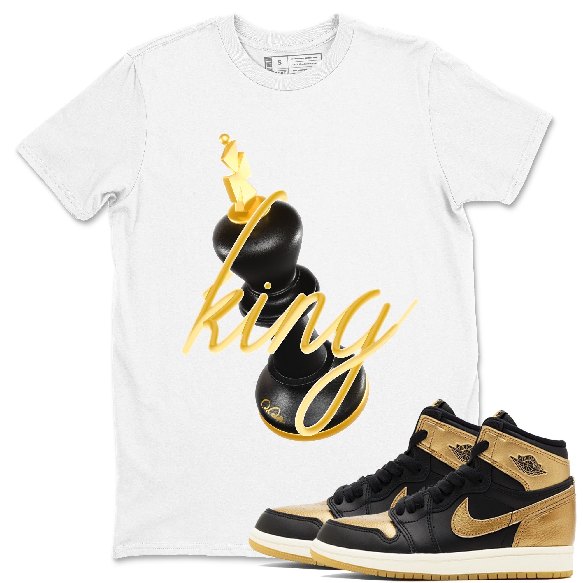 3D King snkmatch Tees - Air Jordan 1 Black Metallic Gold