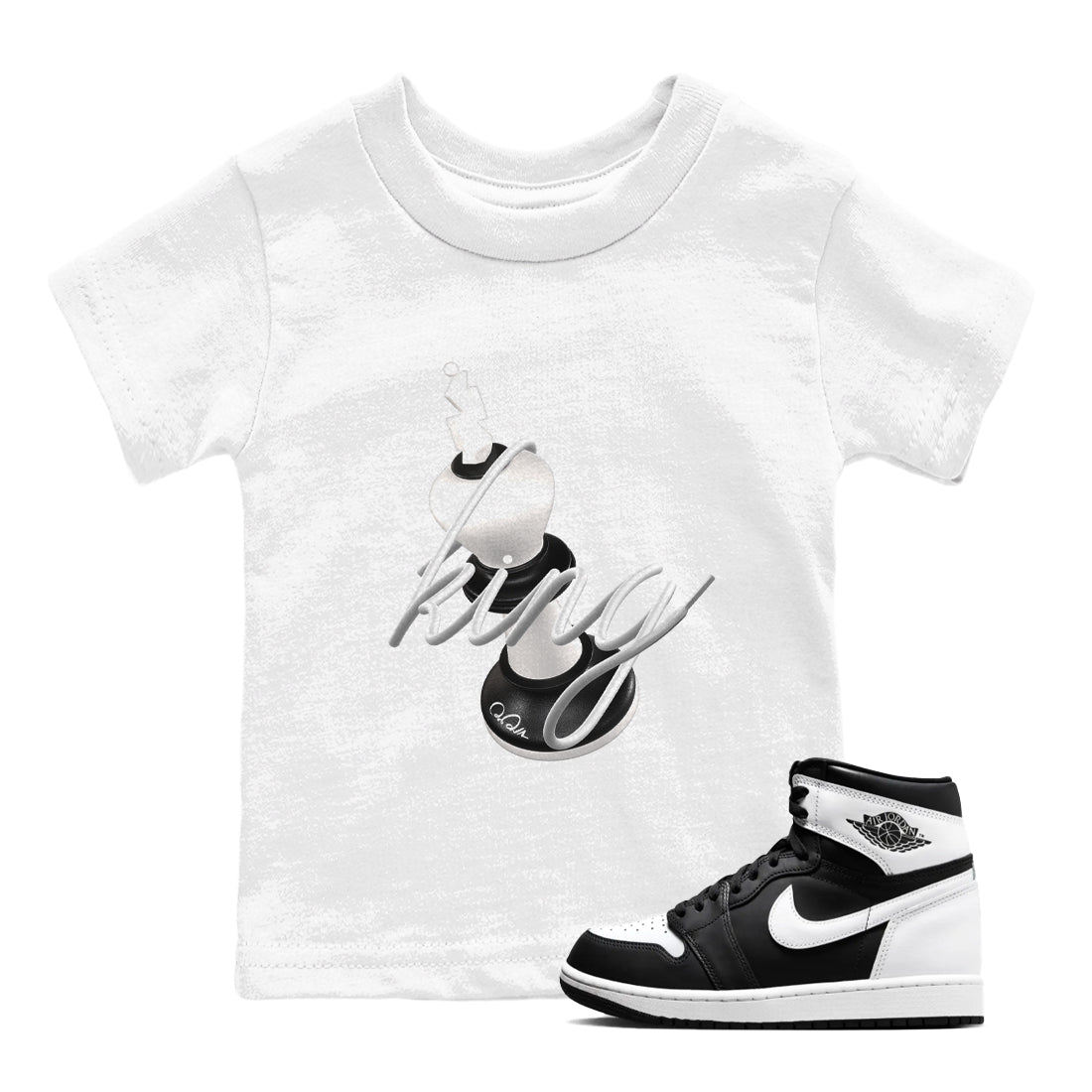 3D King snkmatch Tees Kids - Air Jordan 1 Black White