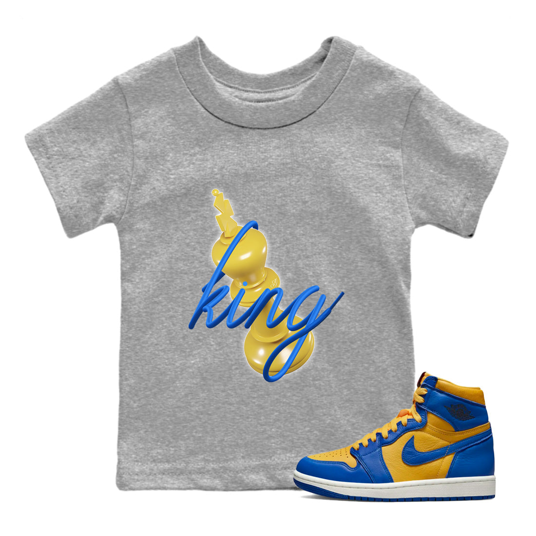3D King Kids Tops - Air Jordan 1 Game Royal Varsity Maize