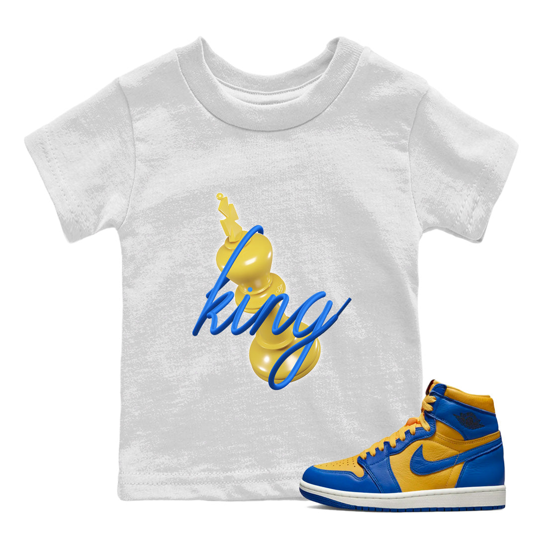 3D King Kids Tops - Air Jordan 1 Game Royal Varsity Maize