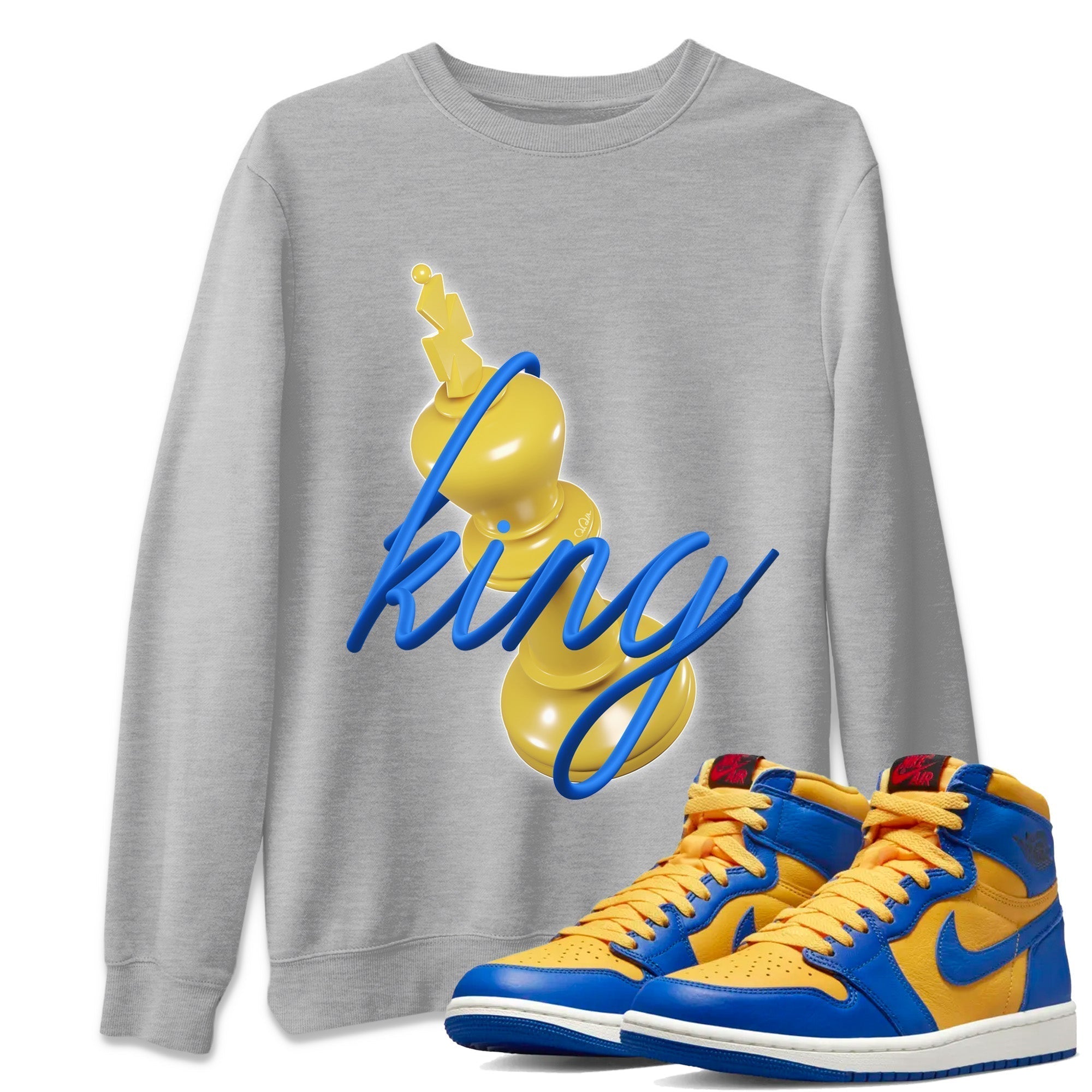 3D King Unisex Tops - Air Jordan 1 Game Royal Varsity Maize