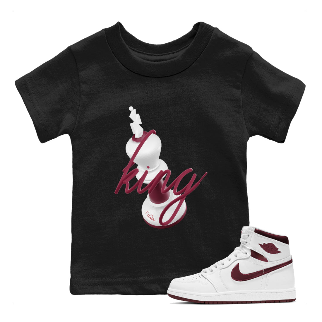 3D King snkmatch Tee Kids - Air Jordan 1 Metallic Burgundy