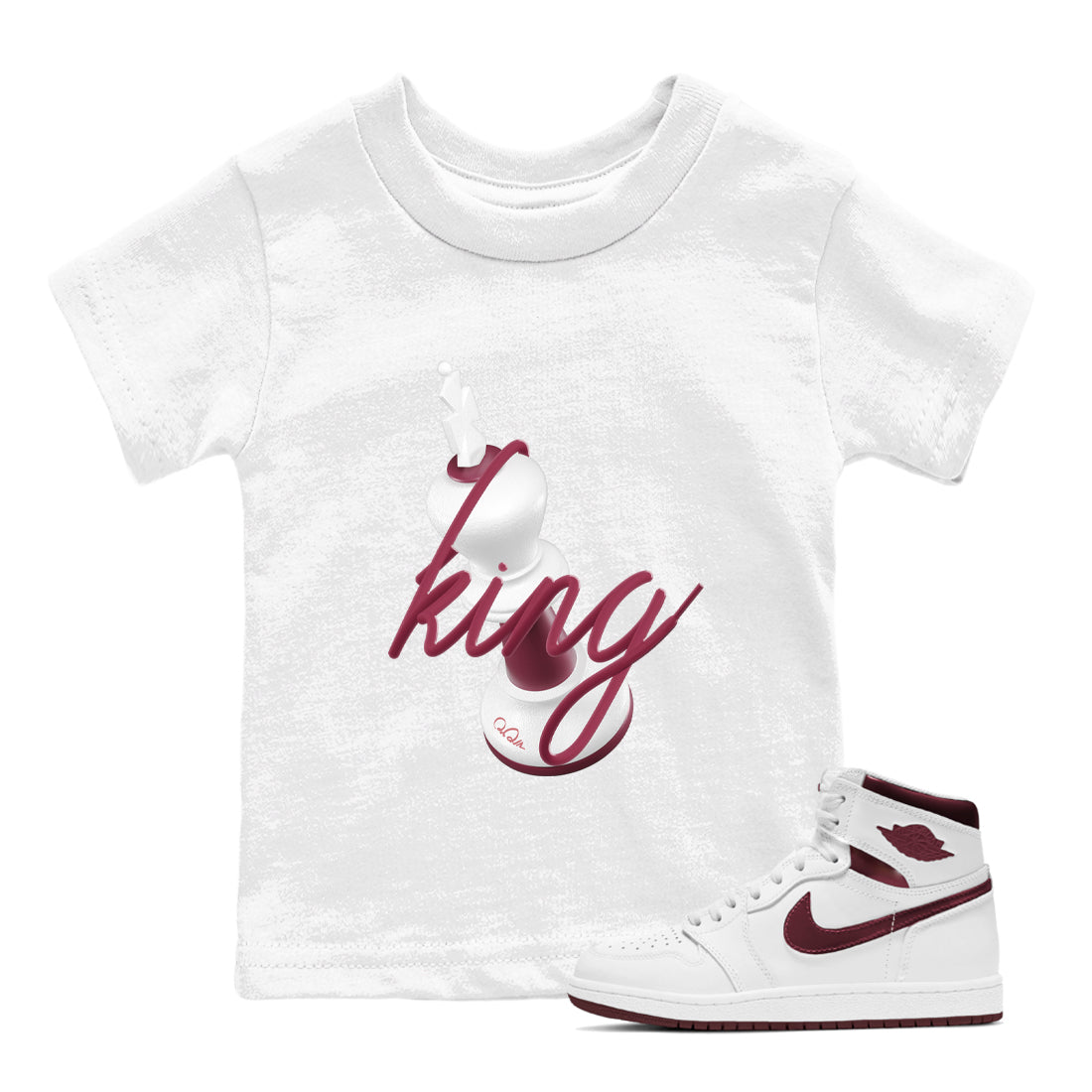3D King snkmatch Tee Kids - Air Jordan 1 Metallic Burgundy