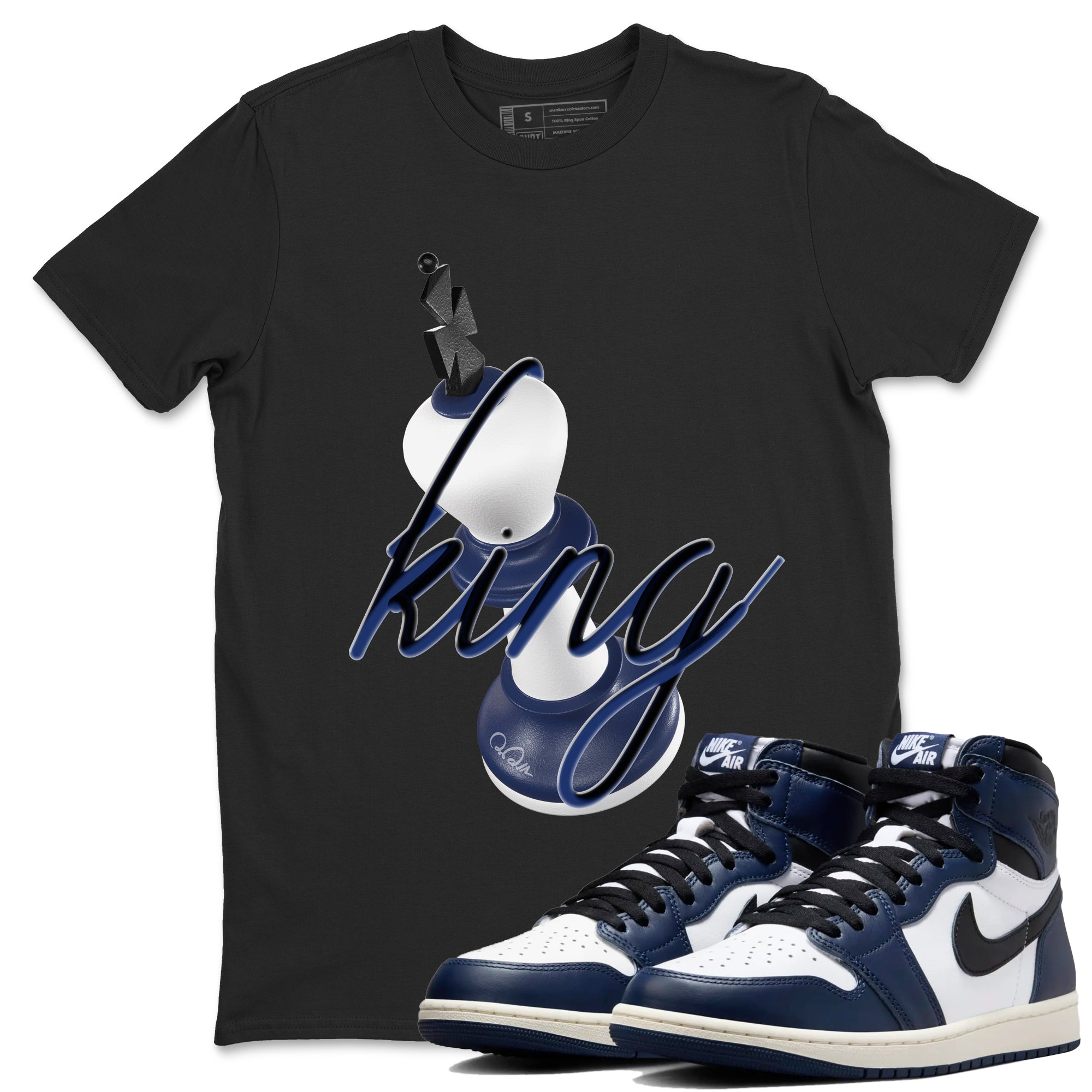3D King snkmatch Tees - Air Jordan 1 Midnight Navy