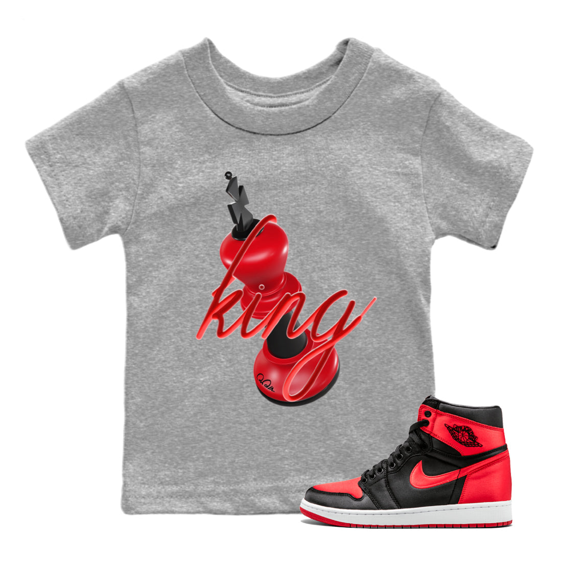 3D King Kids Tops - Air Jordan 1 Satin Bred