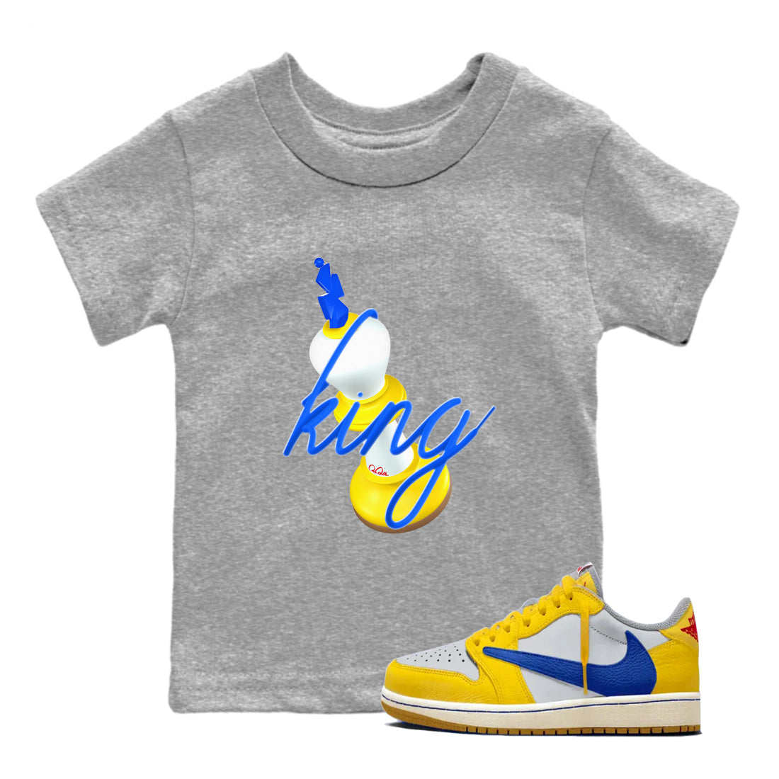 3D King snkmatch Tees Kids - Air Jordan 1 Travis Scott Canary