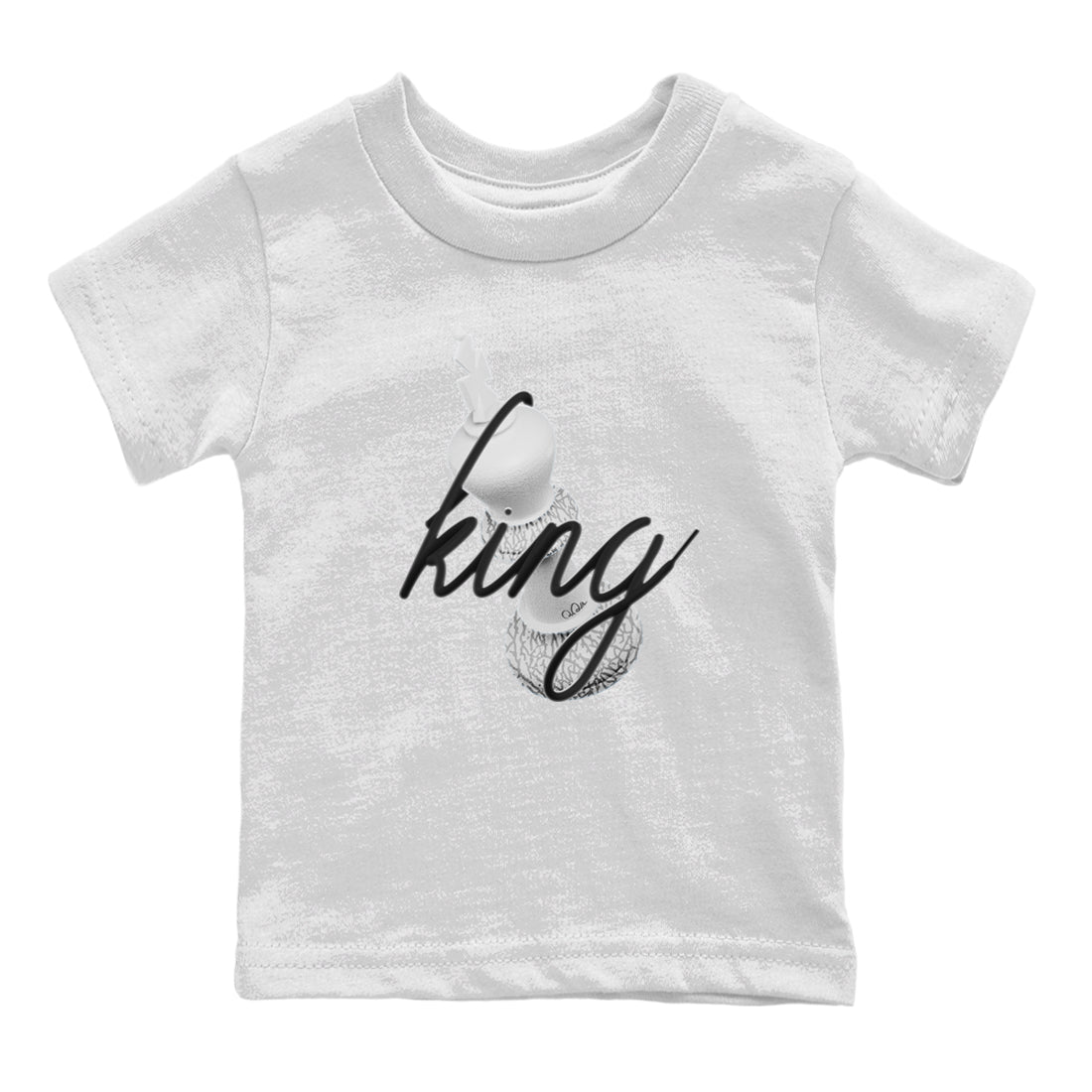 3D King Kids Tops - Air Jordan 1 White Cement