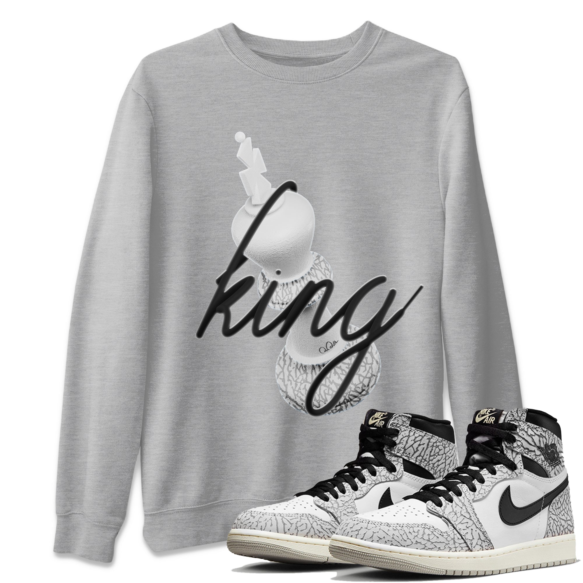 3D King Unisex Tops - Air Jordan 1 White Cement
