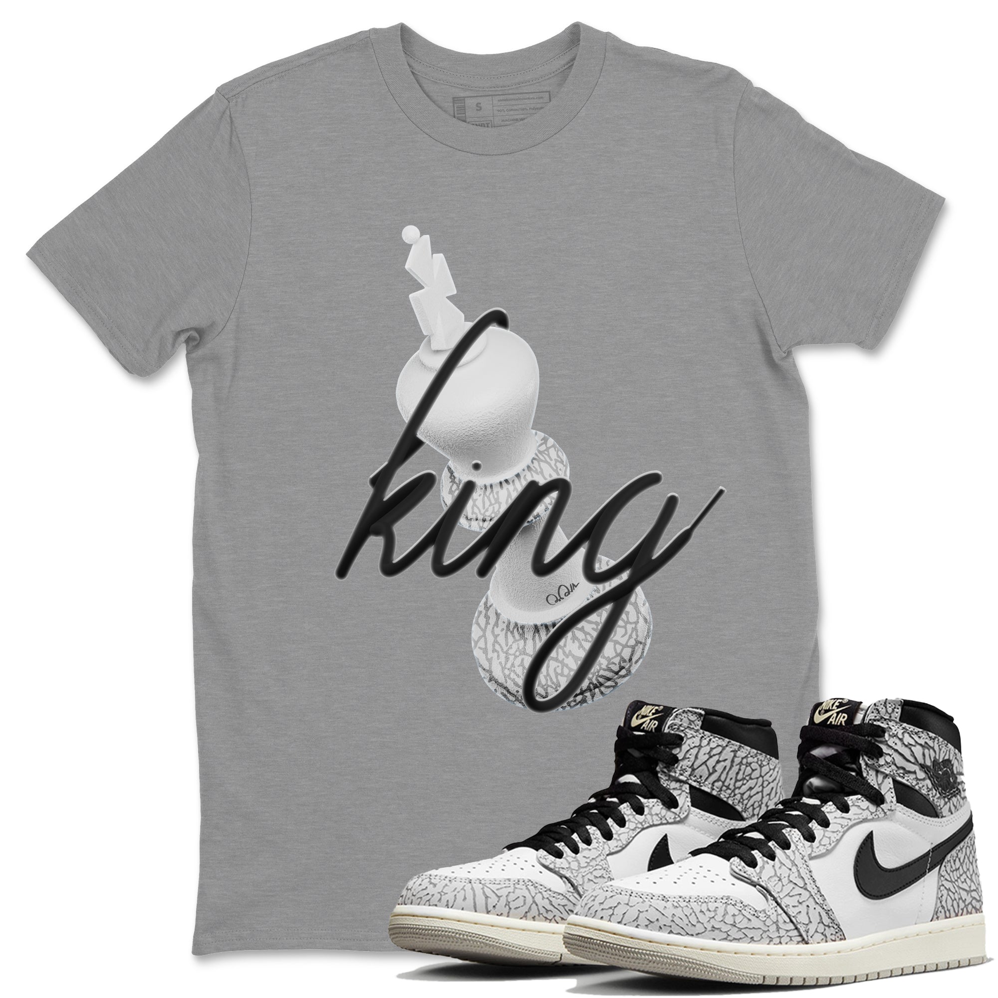 3D King Unisex Tops - Air Jordan 1 White Cement
