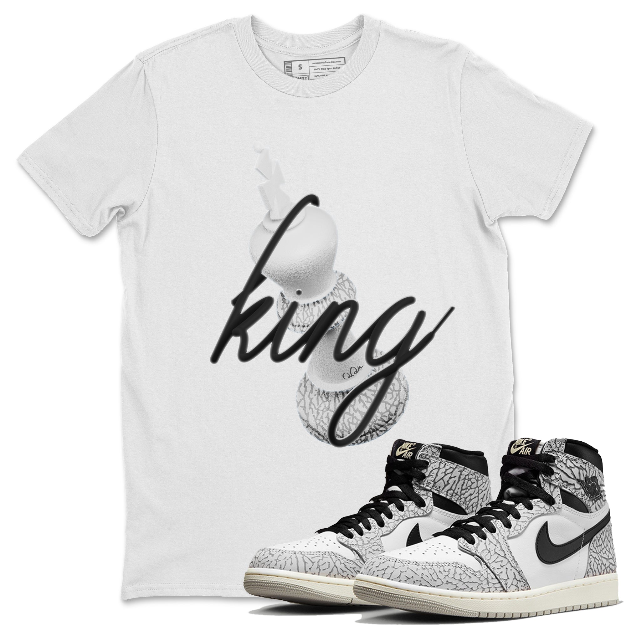 3D King Unisex Tops - Air Jordan 1 White Cement