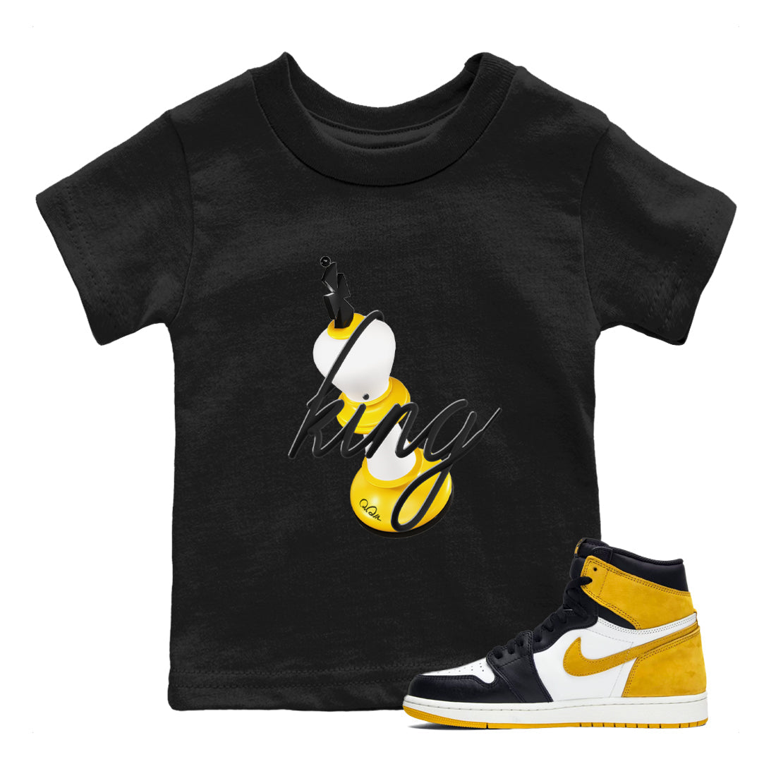 3D King snkmatch Tees Kids - Air Jordan 1 Yellow Ochre