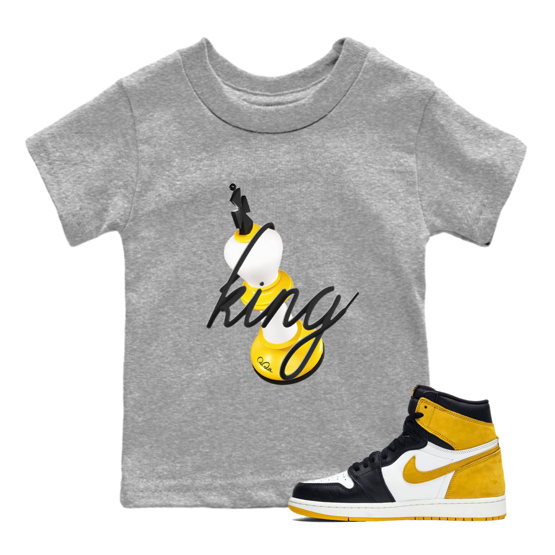 3D King snkmatch Tees Kids - Air Jordan 1 Yellow Ochre