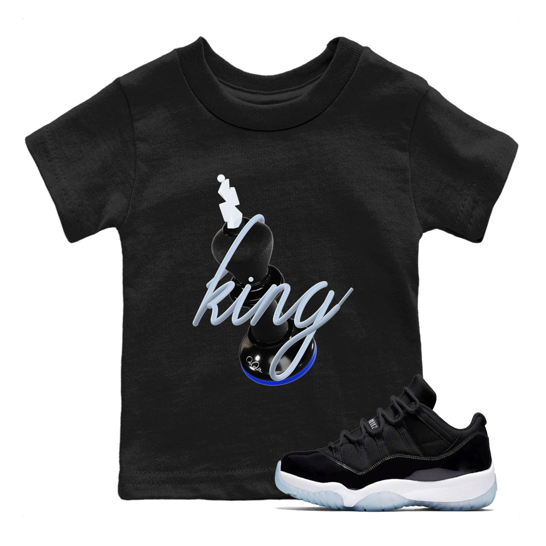 3D King snkmatch Tees Kids - Air Jordan 11 Black and Varsity Royal