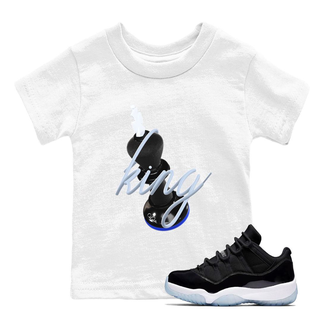 3D King snkmatch Tees Kids - Air Jordan 11 Black and Varsity Royal