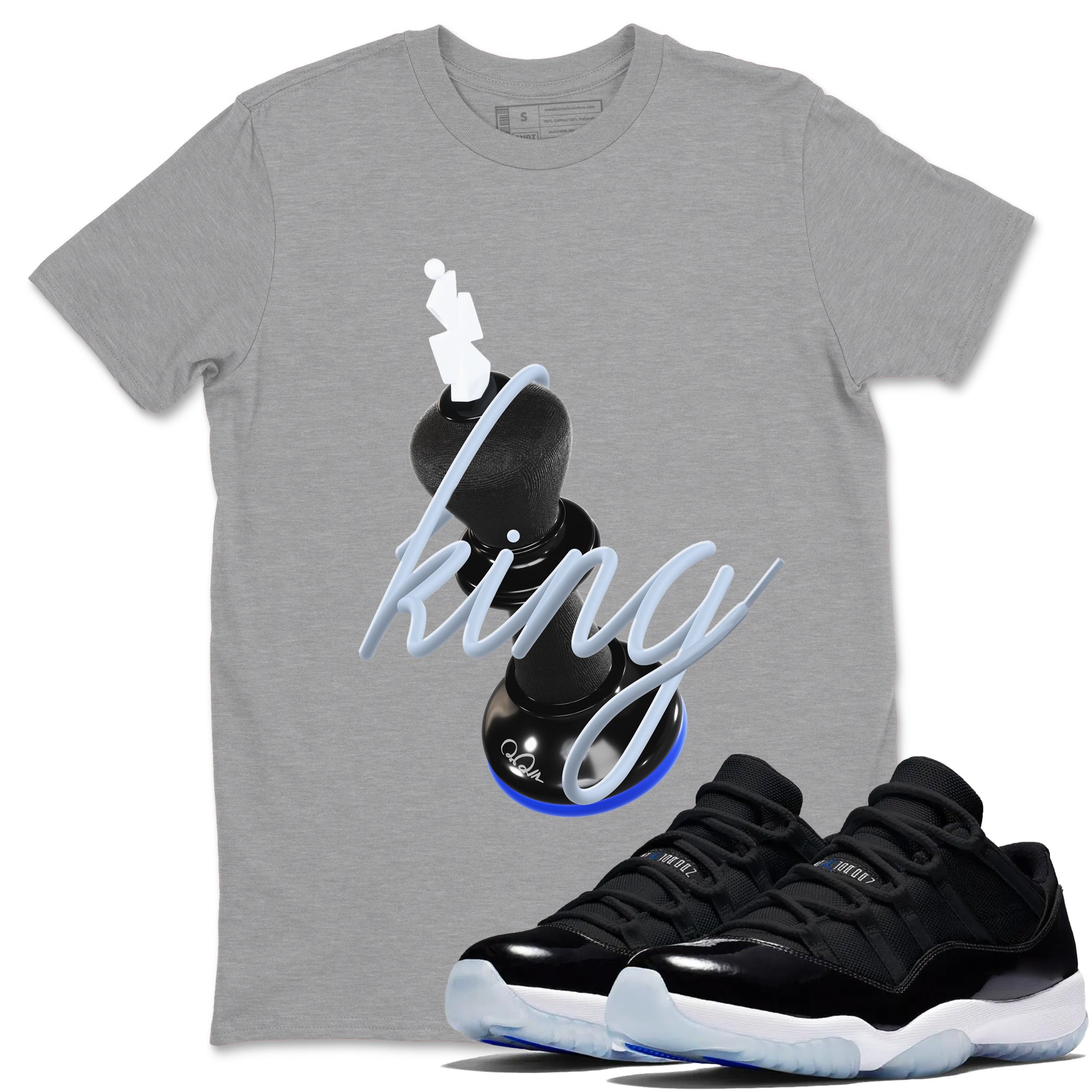 3D King snkmatch Tees - Air Jordan 11 Black and Varsity Royal