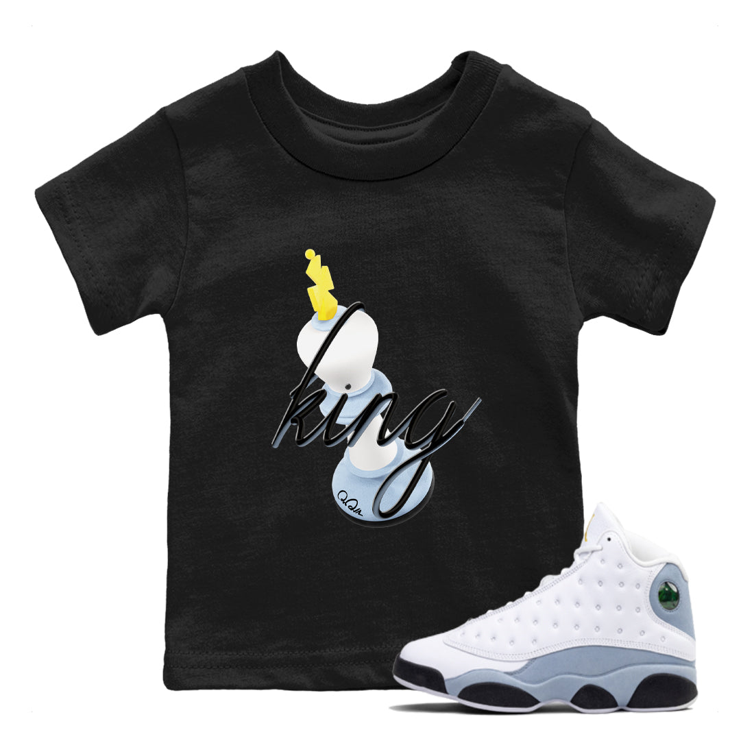 3D King snkmatch Tees Kids - Air Jordan 13 Blue Grey