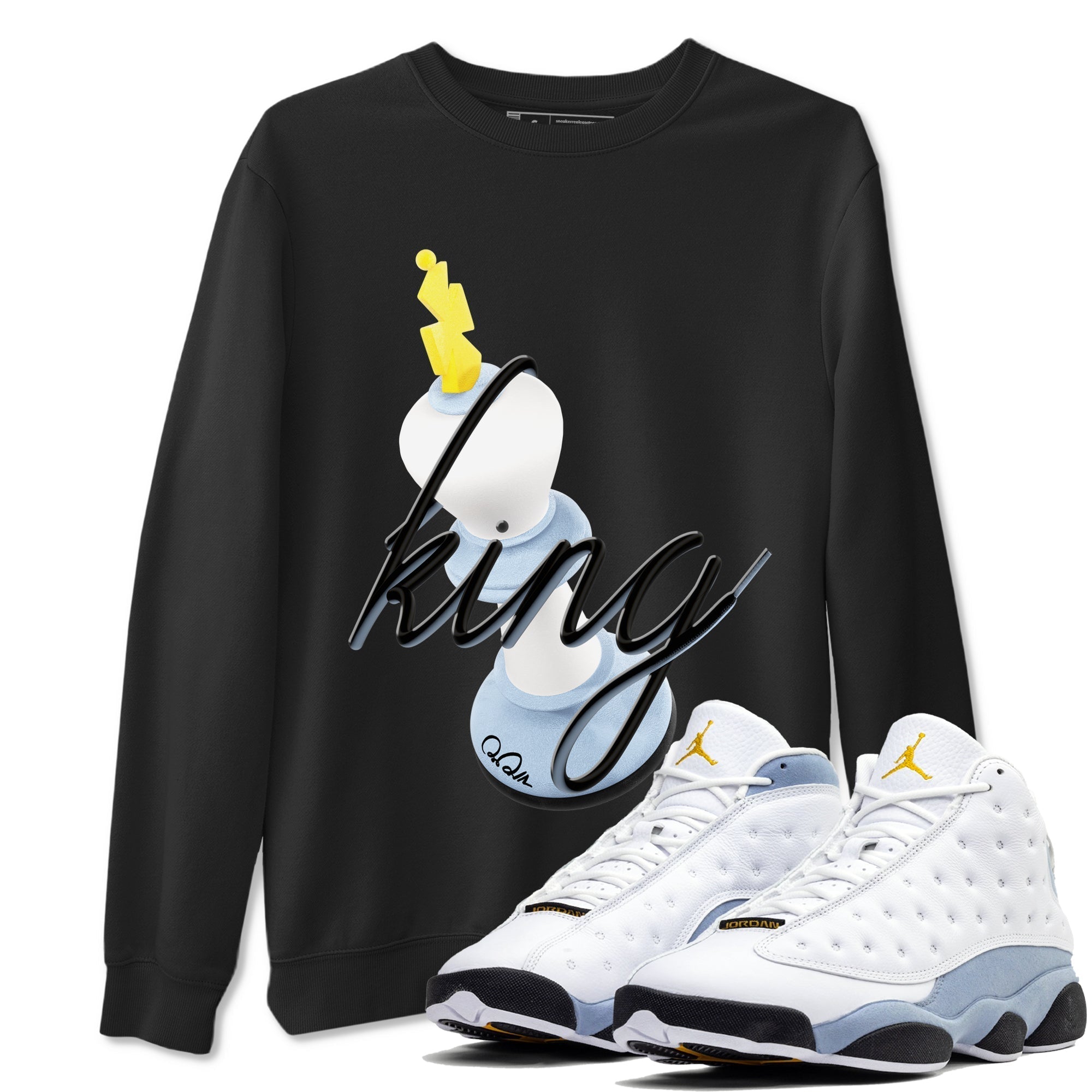 3D King snkmatch Tees - Air Jordan 13 Blue Grey