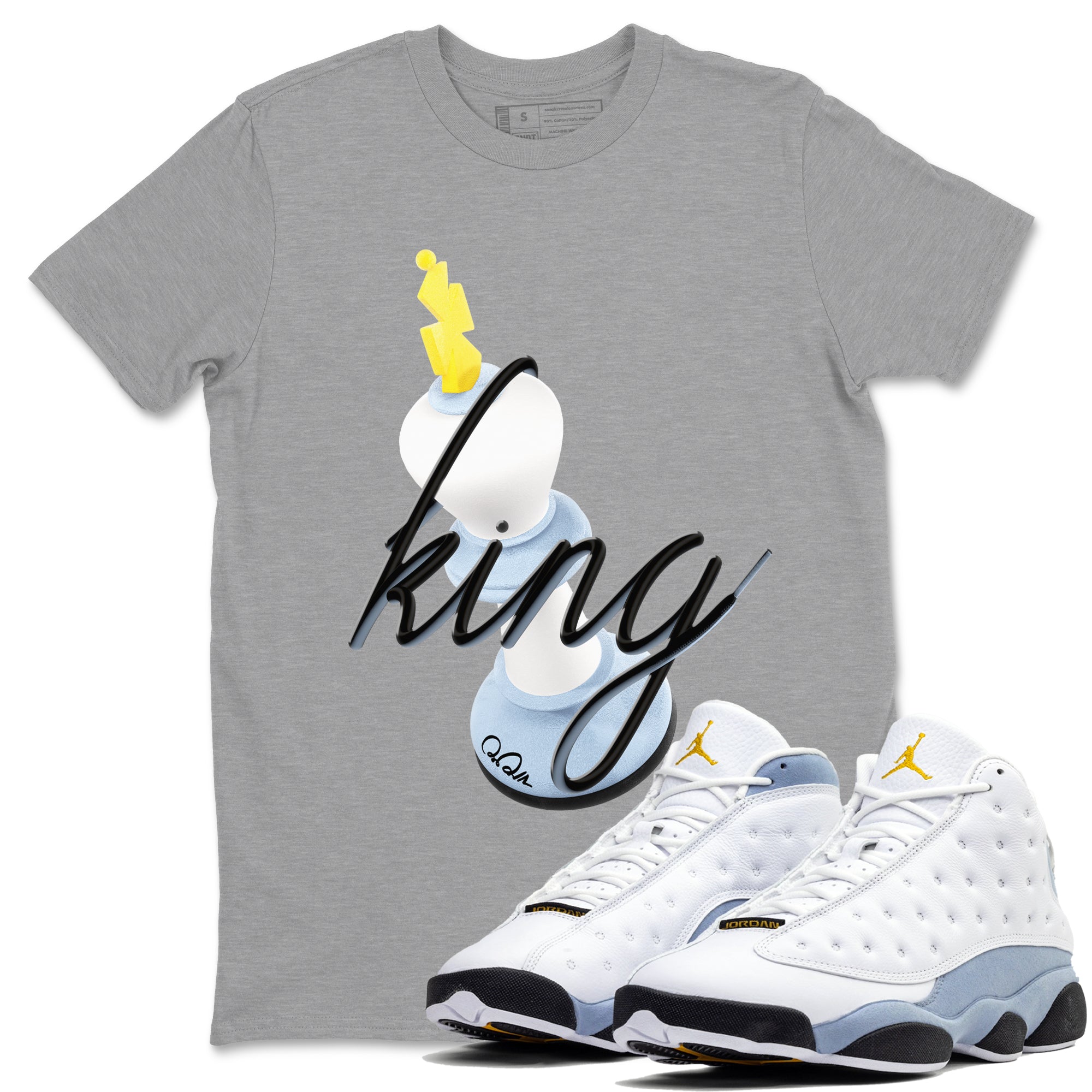 3D King snkmatch Tees - Air Jordan 13 Blue Grey