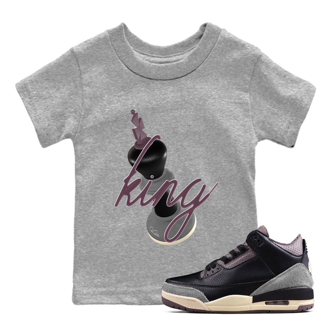 3D King snkmatch Tees Kids - Air Jordan 3 A Ma Maniere x Black