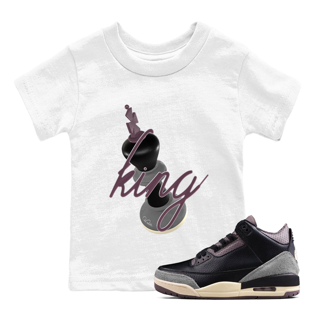 3D King snkmatch Tees Kids - Air Jordan 3 A Ma Maniere x Black