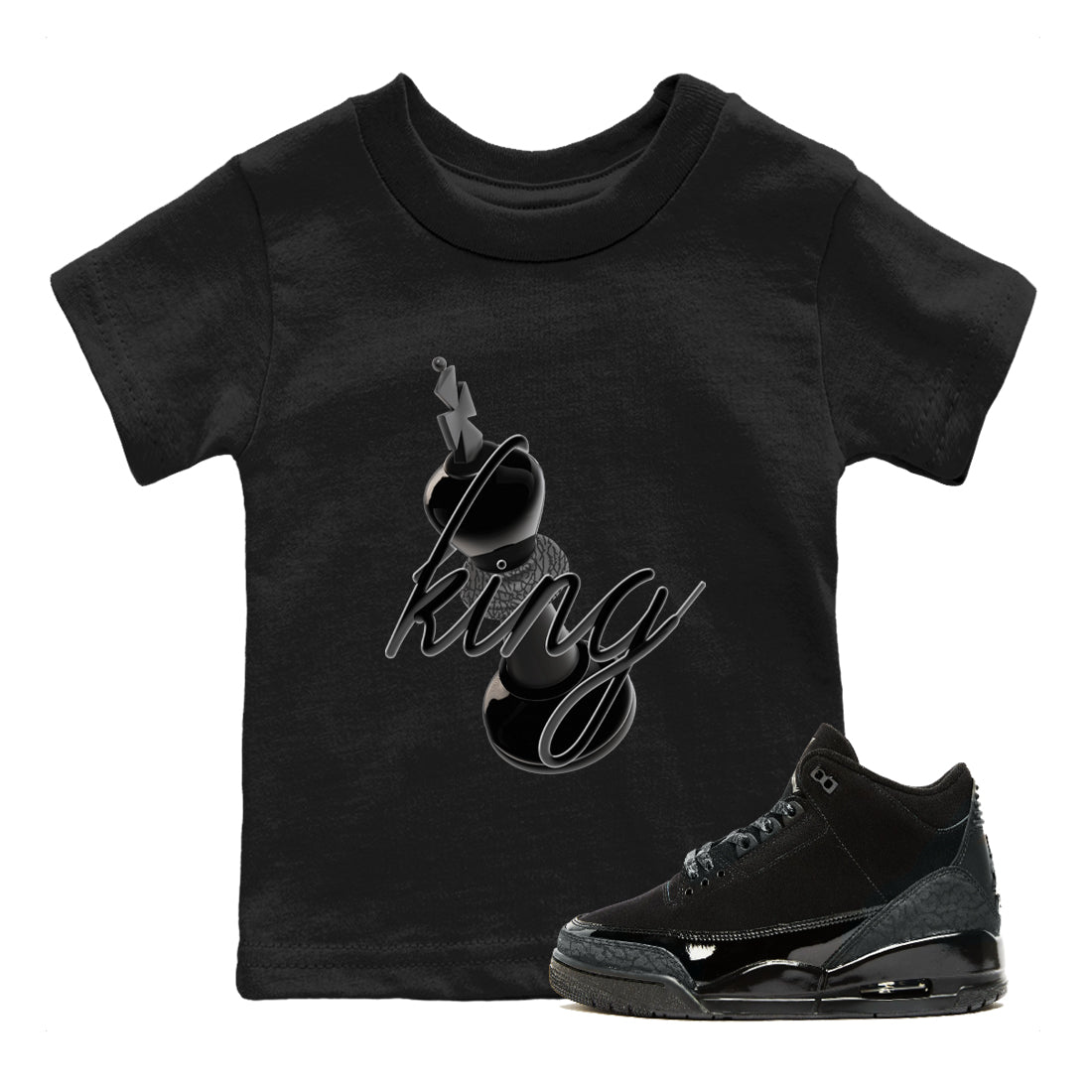 3D King snkmatch Tees Kids - Air Jordan 3 Black Cat