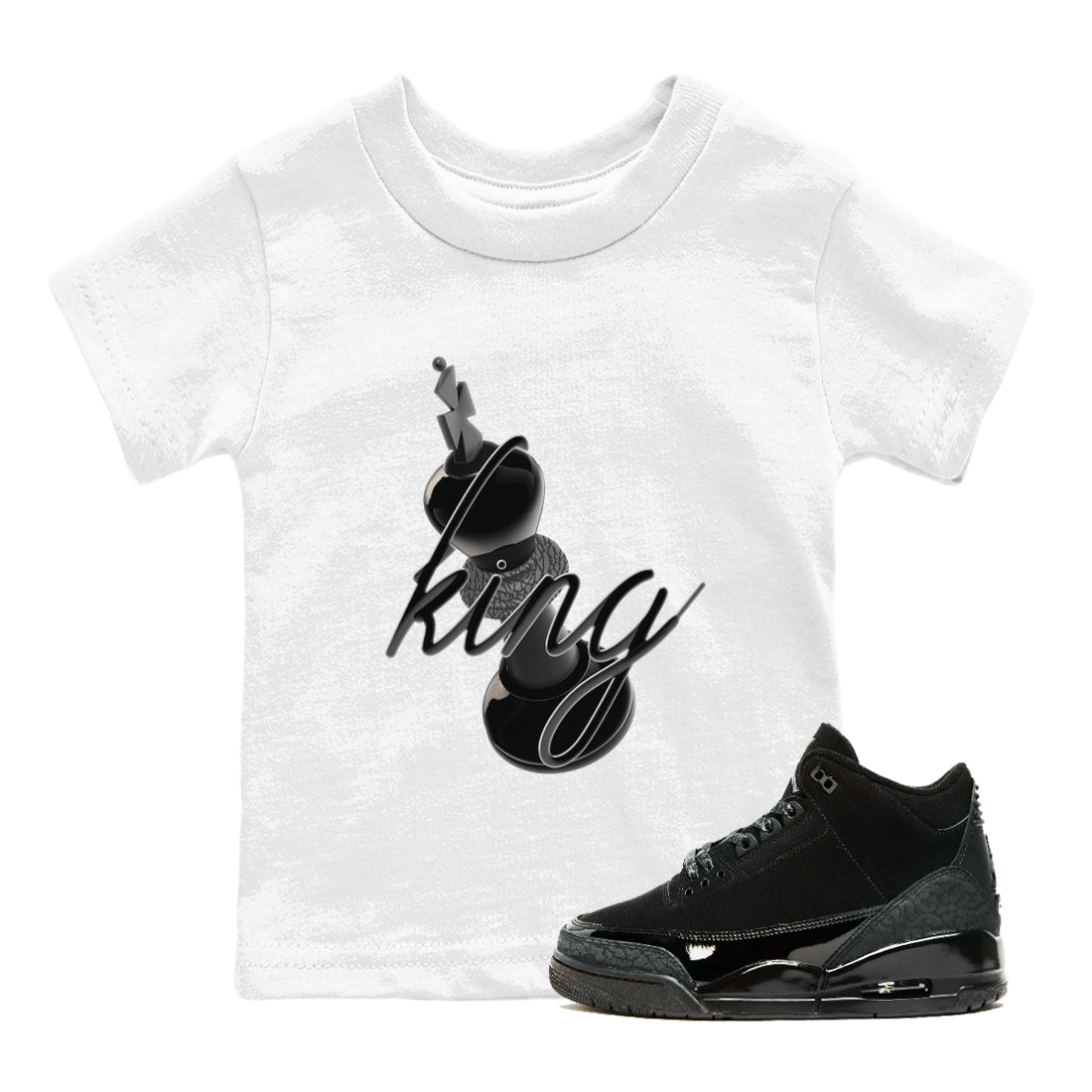 3D King snkmatch Tees Kids - Air Jordan 3 Black Cat