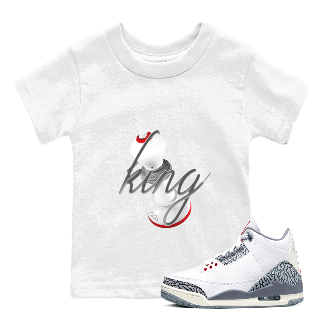 3D King snkmatch Tees Kids - Air Jordan 3 Cement Grey