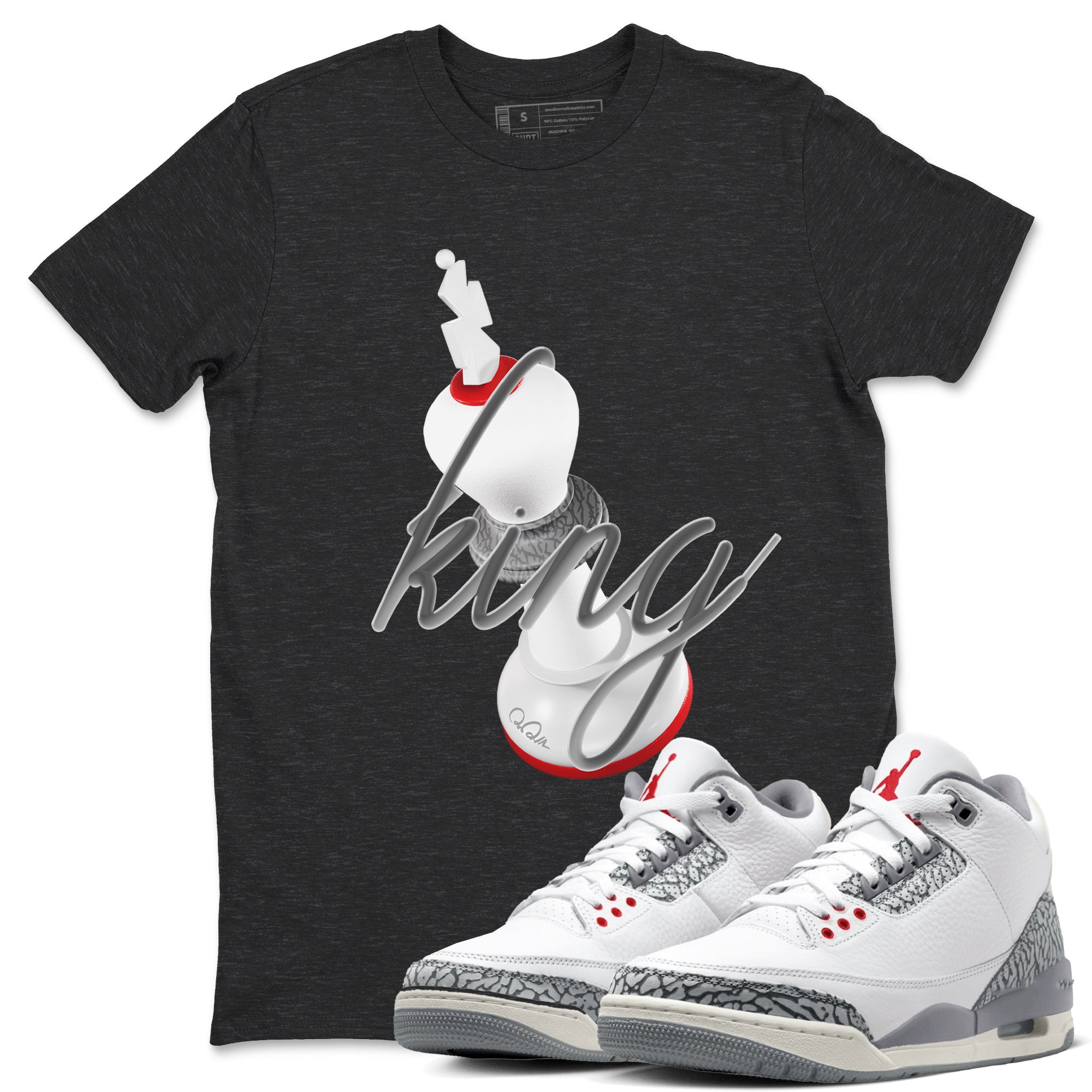 3D King snkmatch Tees - Air Jordan 3 Cement Grey