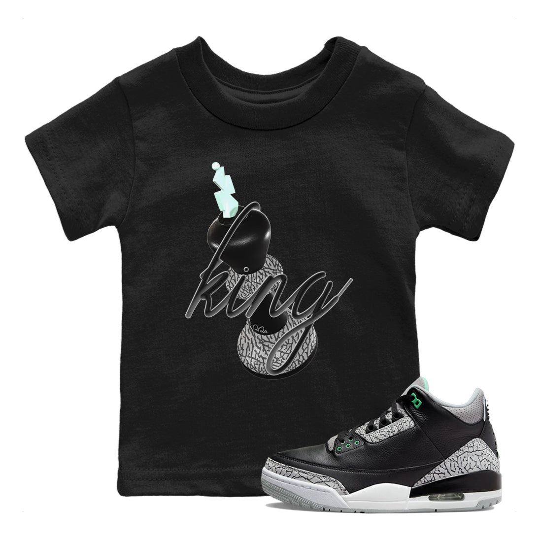 3D King snkmatch Tees Kids - Air Jordan 3 Green Glow