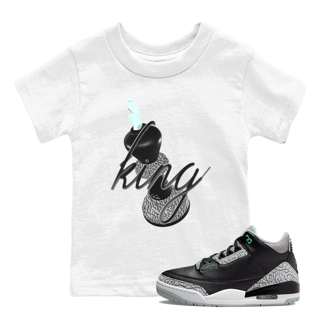 3D King snkmatch Tees Kids - Air Jordan 3 Green Glow