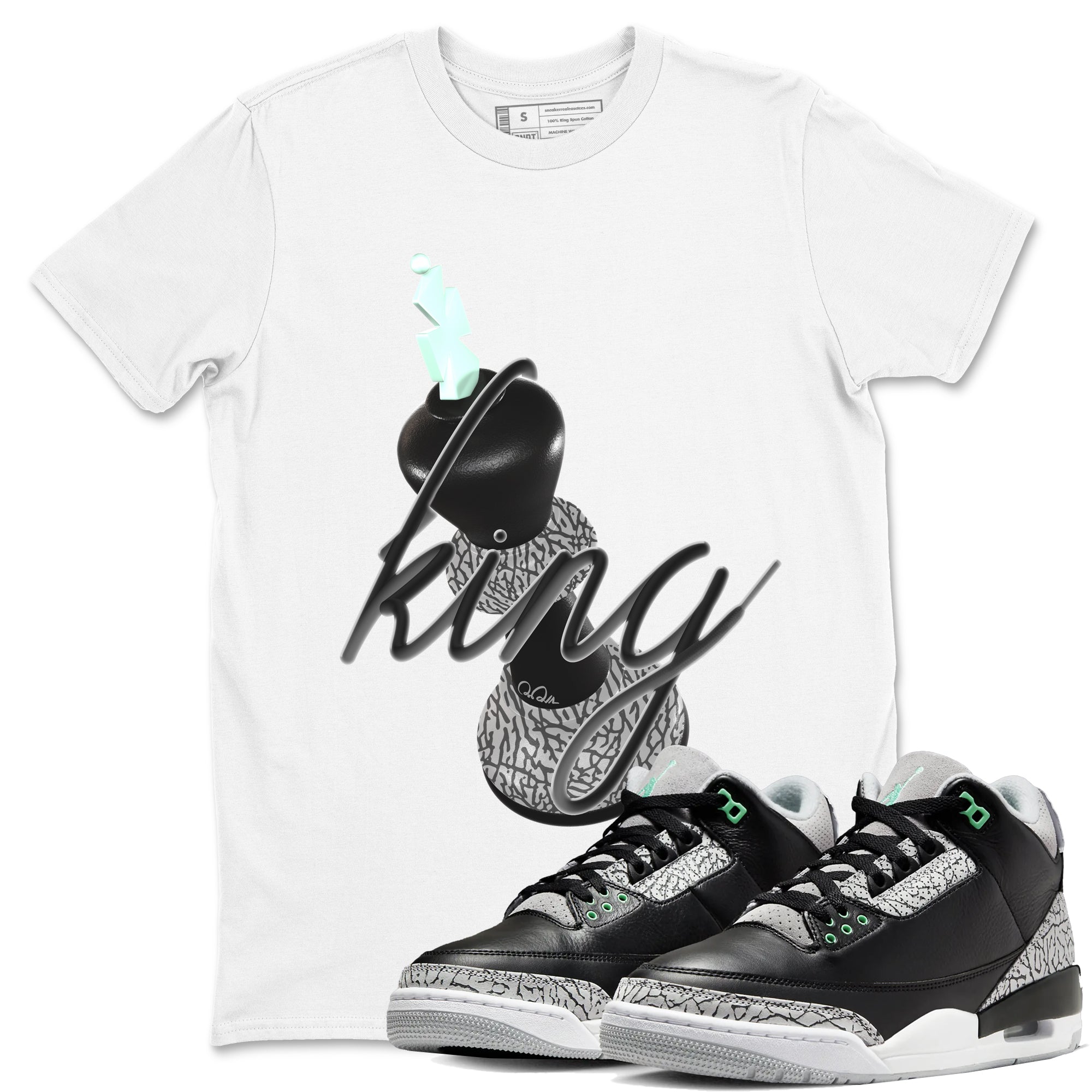 3D King snkmatch Tees - Air Jordan 3 Green Glow
